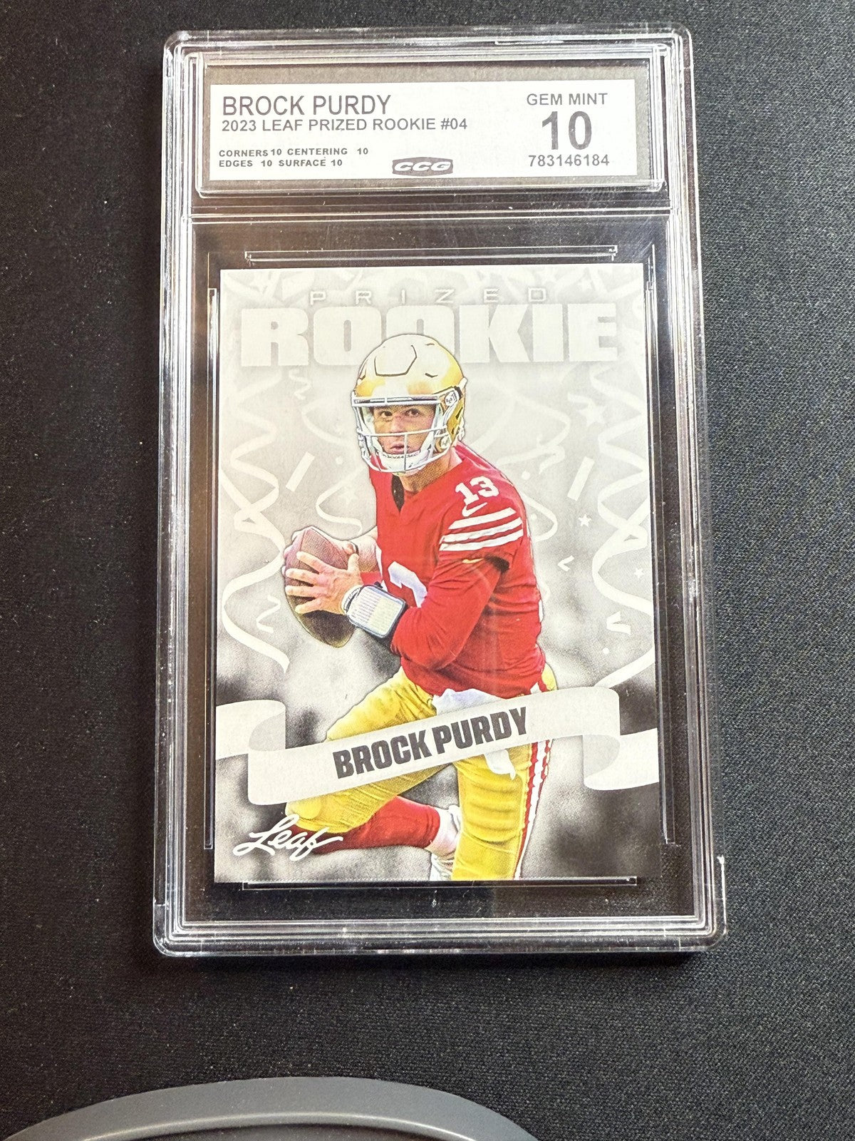 Brock Purdy 2023 Leaf Prized Rookie CCG 10 RC
