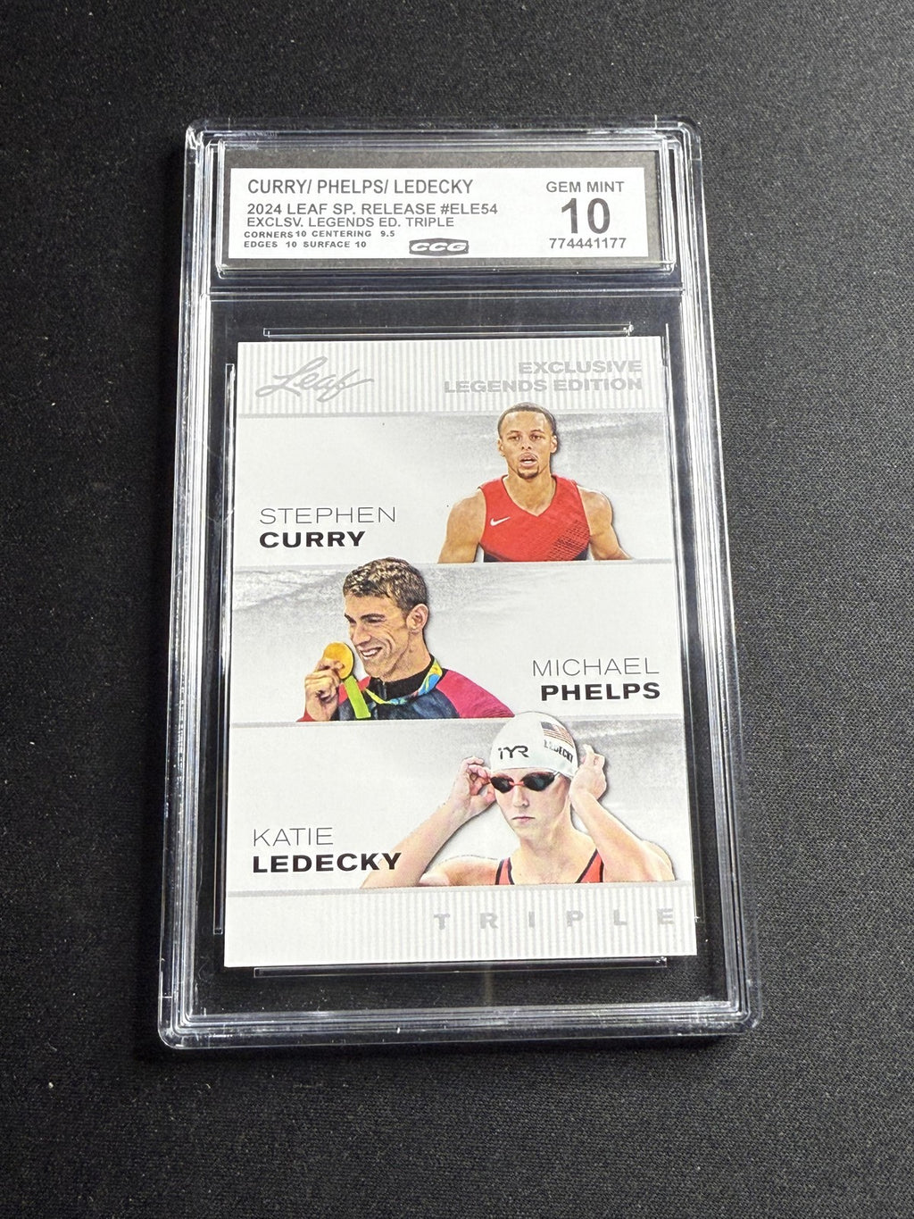 Curry / Phelps / Ledecky 2024 Leaf Legend Trio CCG 10