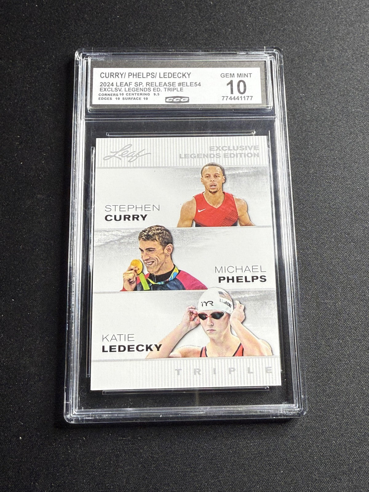 Curry / Phelps / Ledecky 2024 Leaf Legend Trio CCG 10