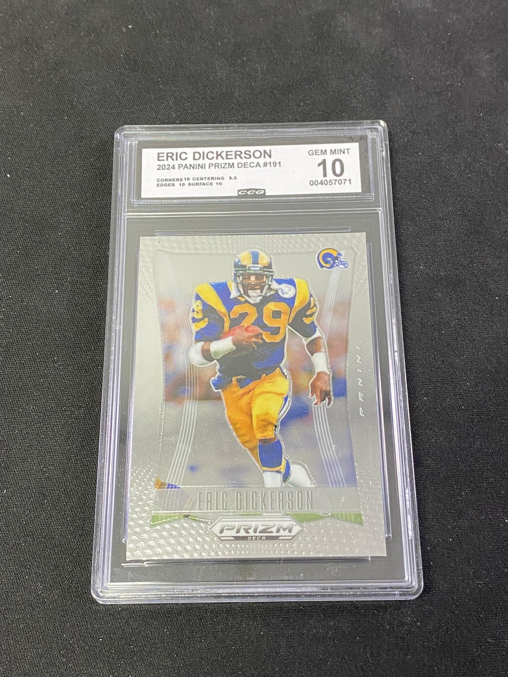 Eric Dickerson 2024 Panini Prizm Deca CCG 10 Rams Rookie