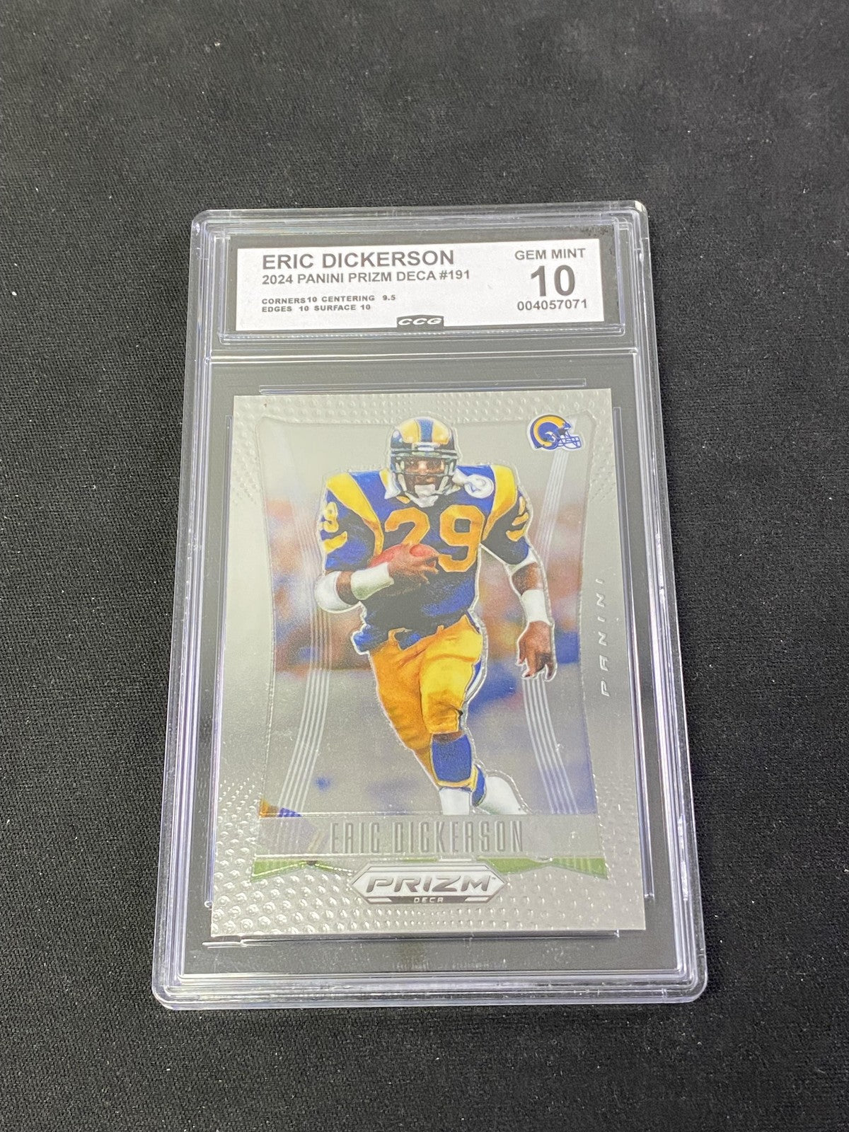 Eric Dickerson 2024 Panini Prizm Deca CCG 10 Rams Rookie