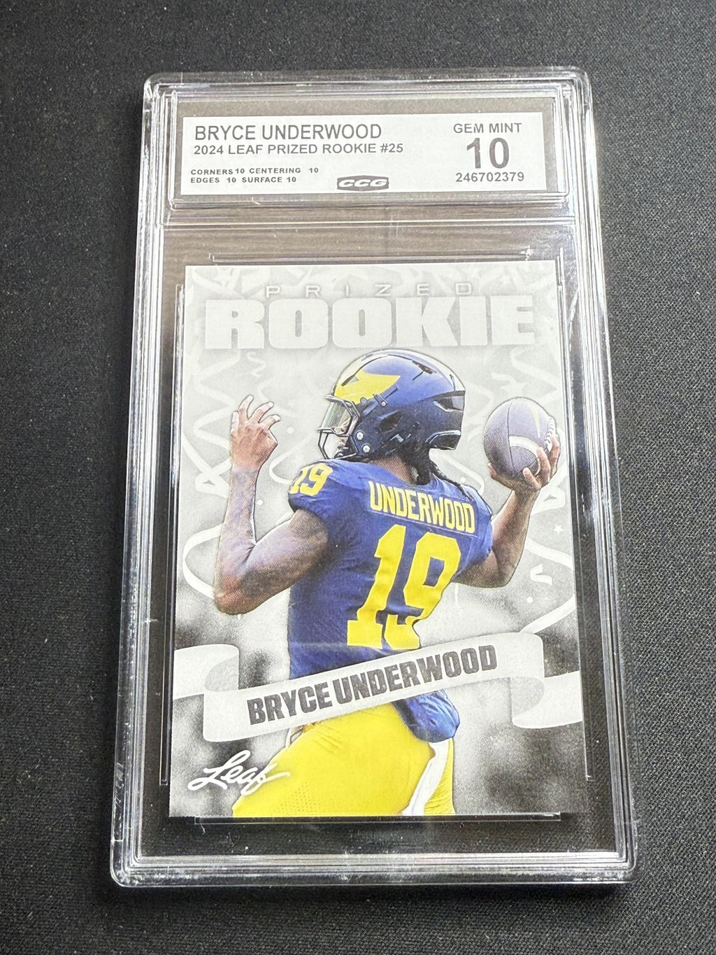 Bryce Underwood 2024 Leaf Prized Rookie CCG 10 Michigan Rookie