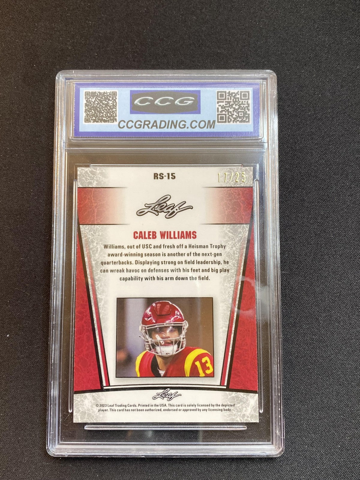 Caleb Williams 2023 Leaf Metal Rookie Kaleidoscope Silver #/25 CCG 10