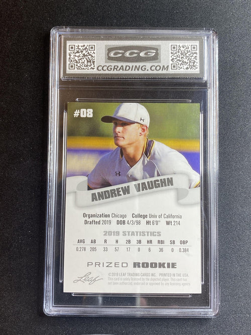 Andrew Vaughn 2019 Leaf Prized Rookie 8 CCG 10 RC