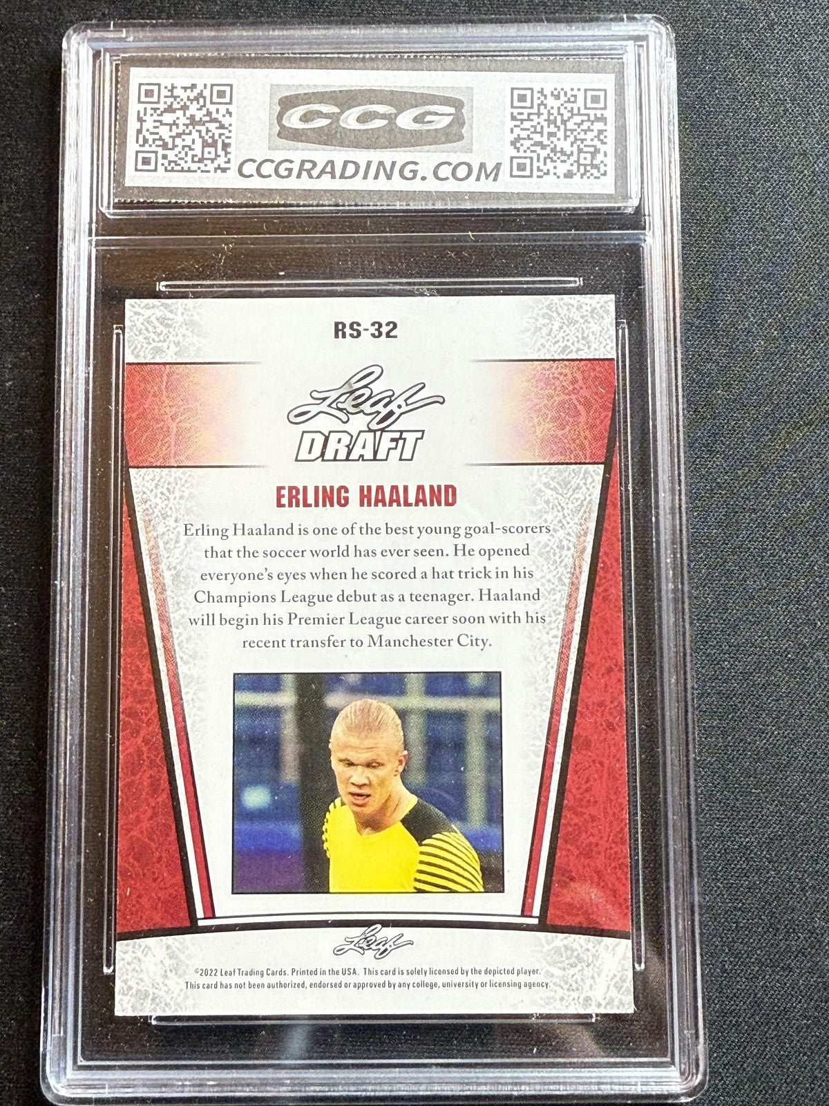 Erling Haaland 2022 Leaf Draft CCG 9.5 RC