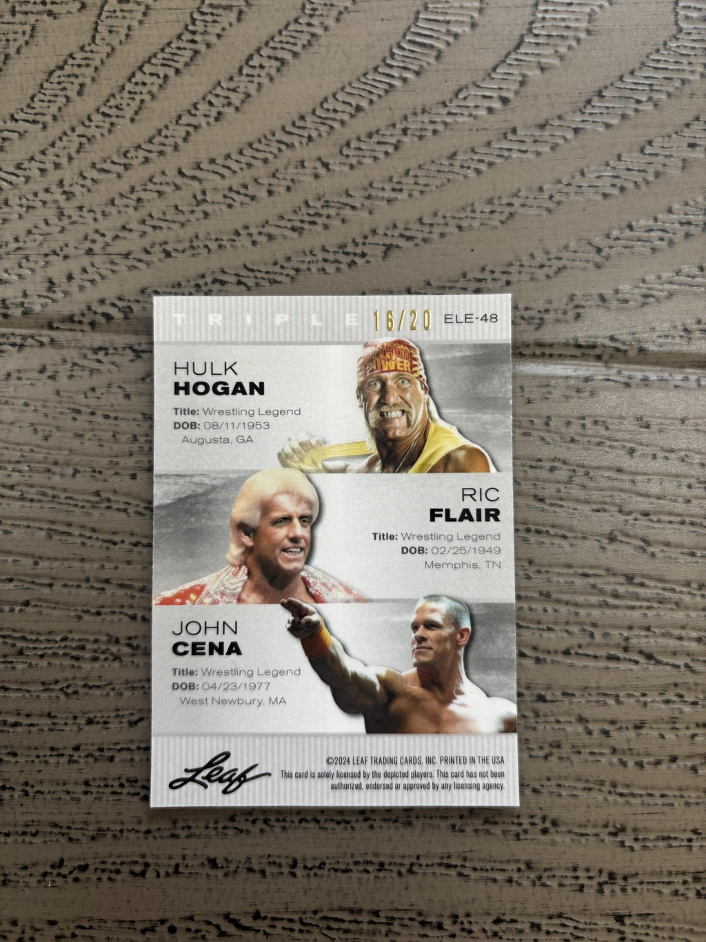 Hulk Hogan / Rick Flair / John Cena 2024 Leaf Metal Trio Blue /20 RC