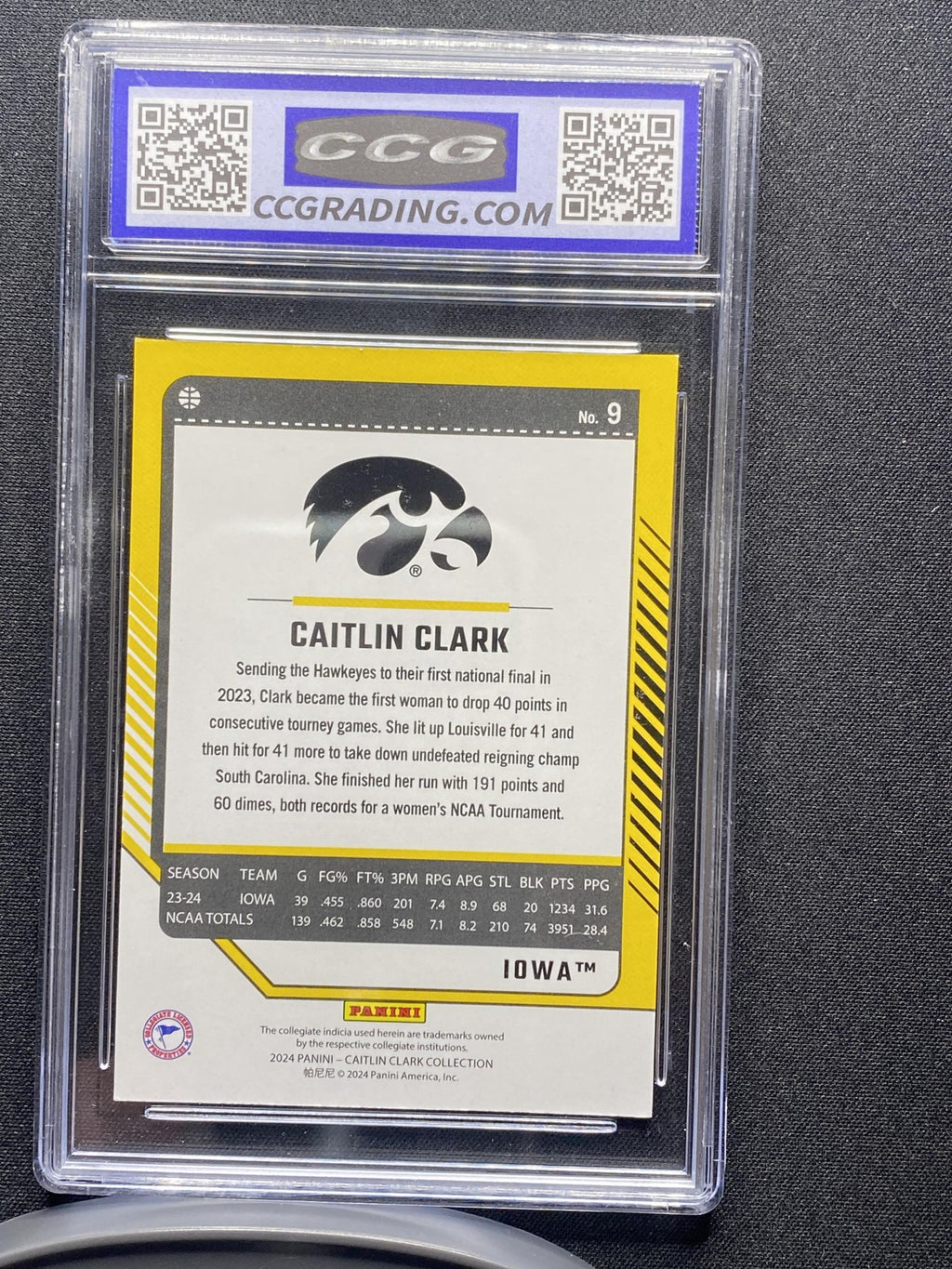 Caitlin Clark 2024 Panini Caitlin Clark Collection 9 CCG 10 RC
