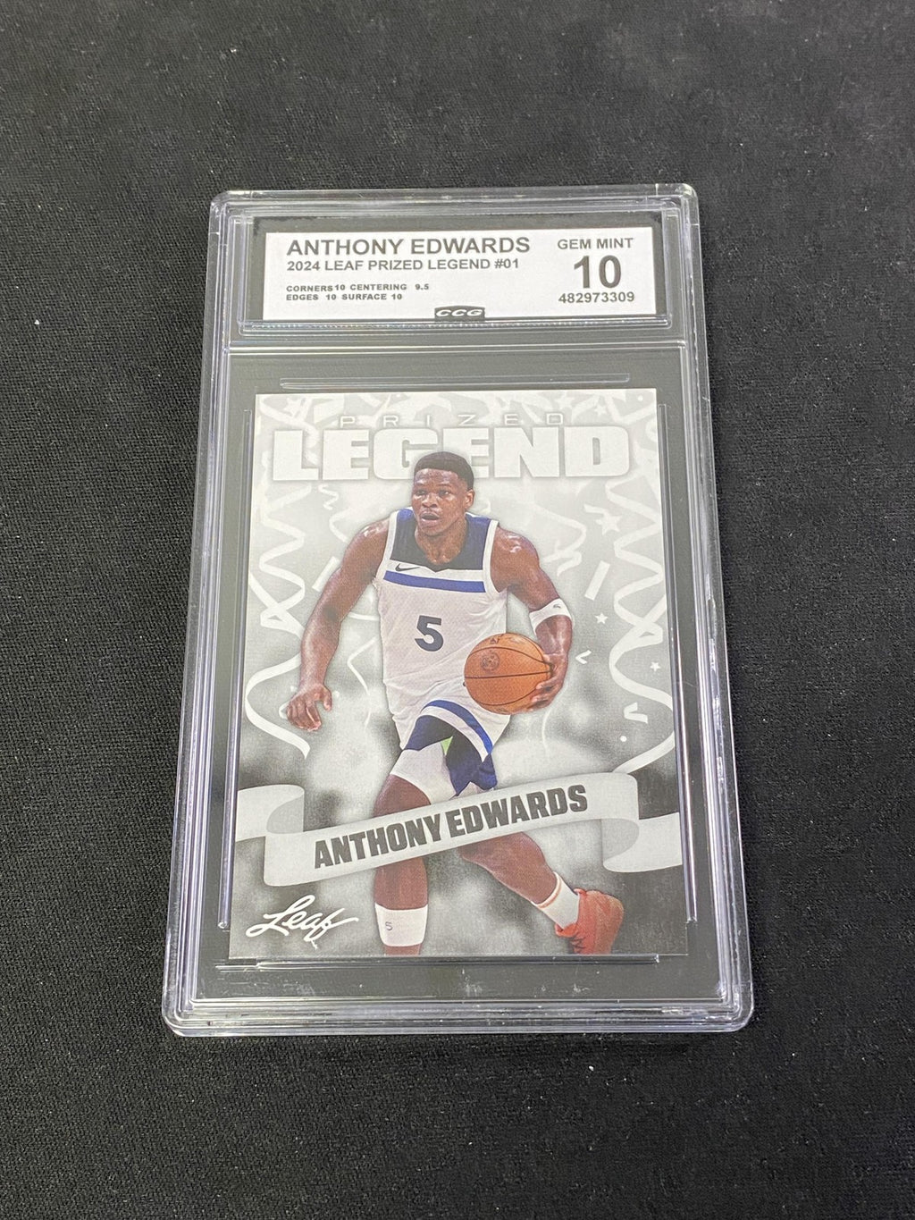 Anthony Edwards 2024 Leaf Prized Rookie CCG 10 Timberwolves Rookie