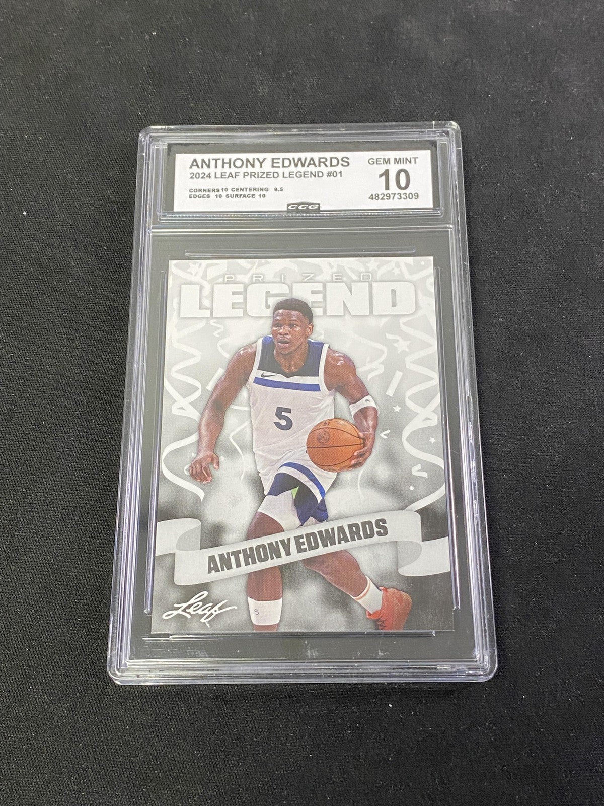 Anthony Edwards 2024 Leaf Prized Rookie CCG 10 Timberwolves Rookie