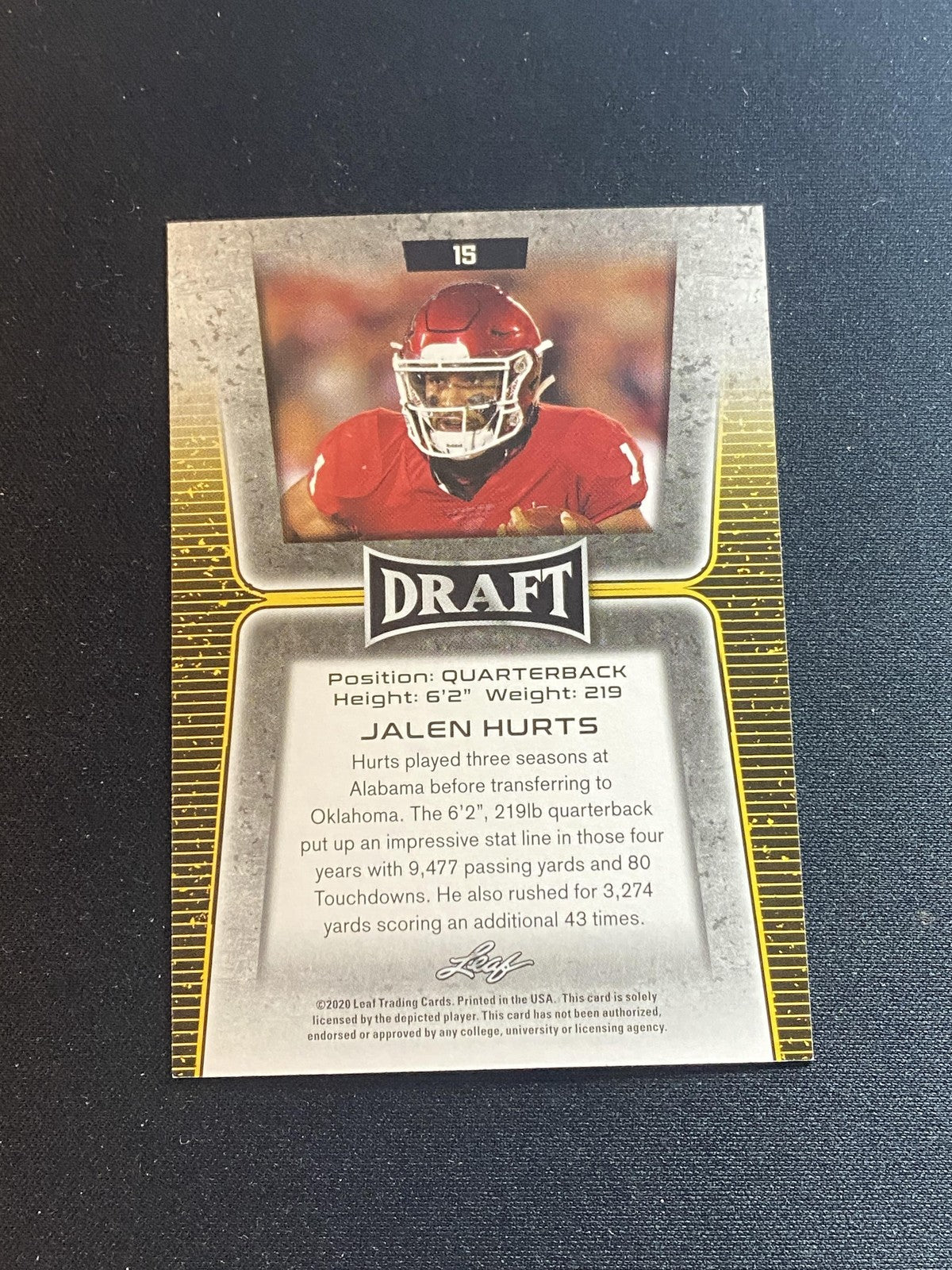 Jalen Hurts 2020 Leaf Leaf Draft BA-JH1 RC 10 Count Lot