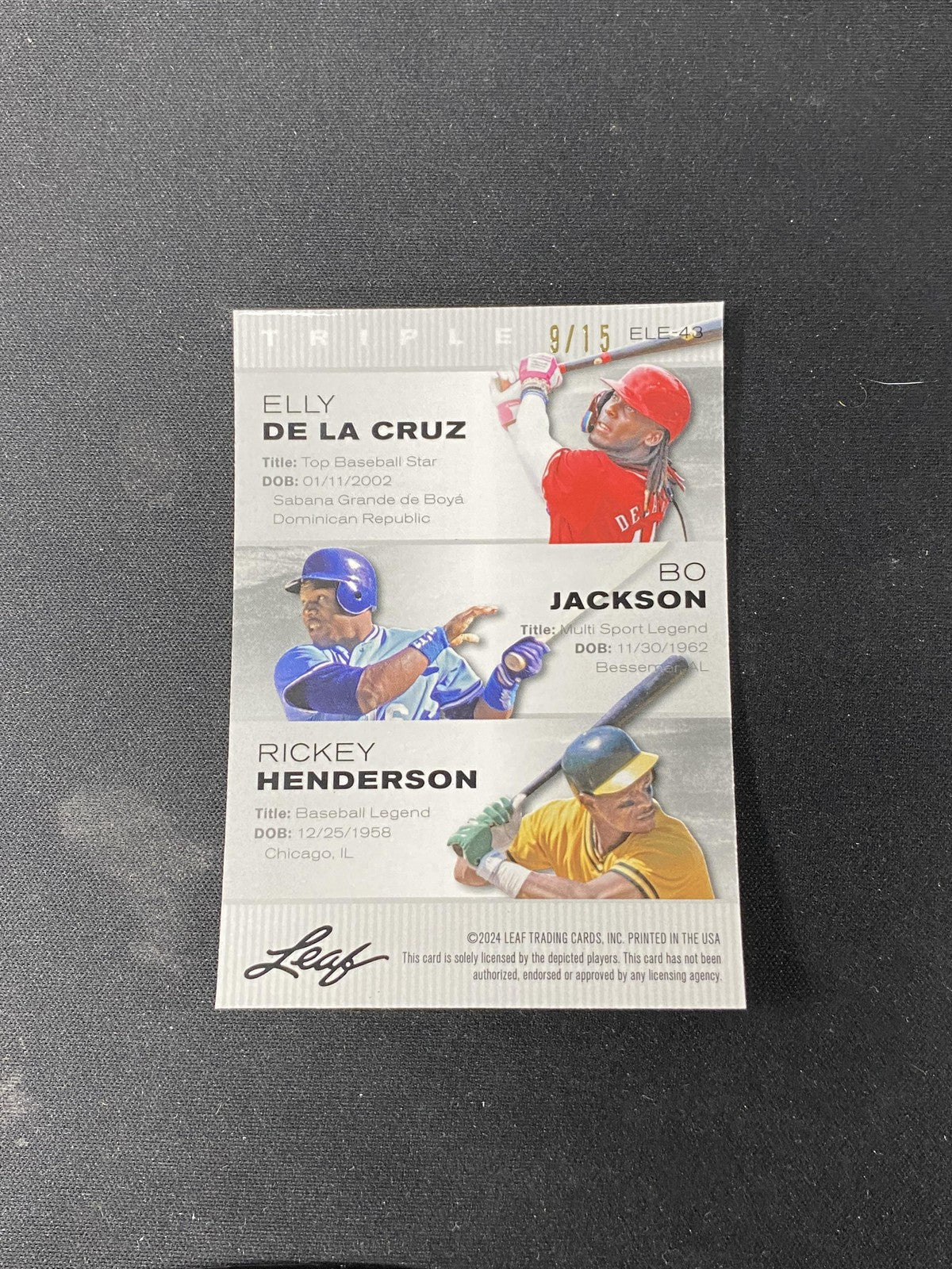 De La Cruz Jackson Henderson 2024 Leaf Metal Trio Purple /15 RC