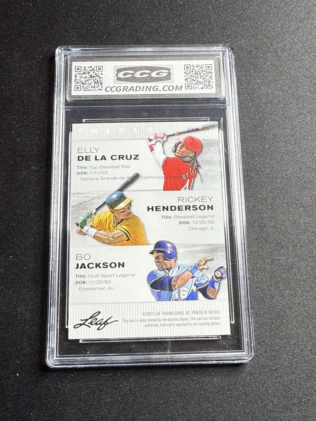 De La Cruz / Henderson / Jackson 2024 Leaf Legend Trio CCG 10