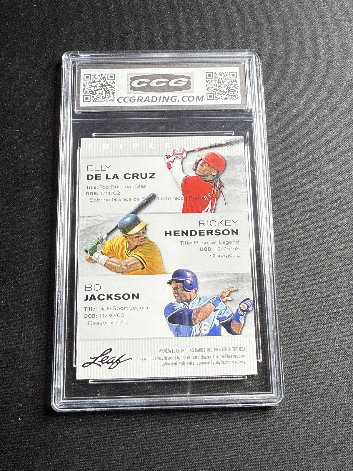 De La Cruz / Henderson / Jackson 2024 Leaf Legend Trio CCG 10