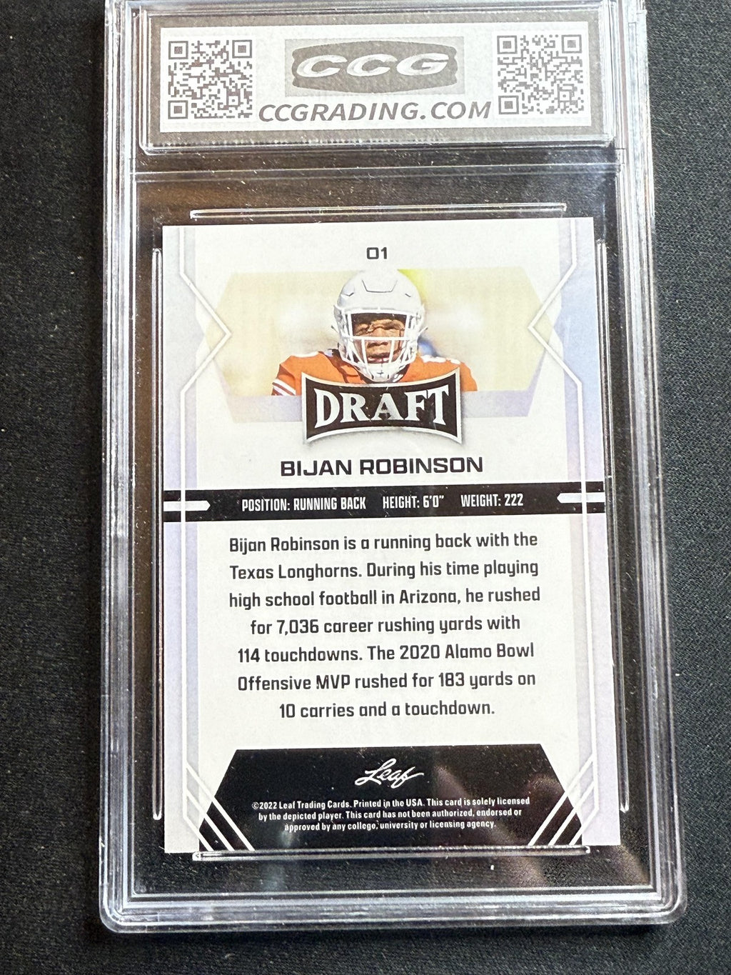 Bijan Robinson 2022 Leaf Draft CCG 10 RC