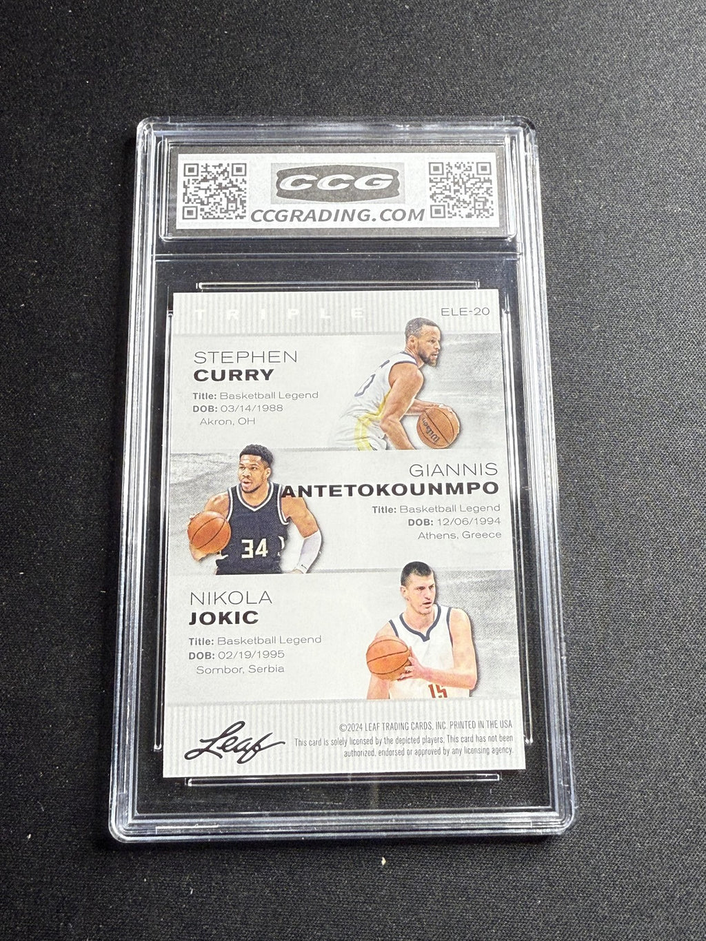 Curry / Giannis / Jokic 2024 Leaf Legend Trio CCG 10