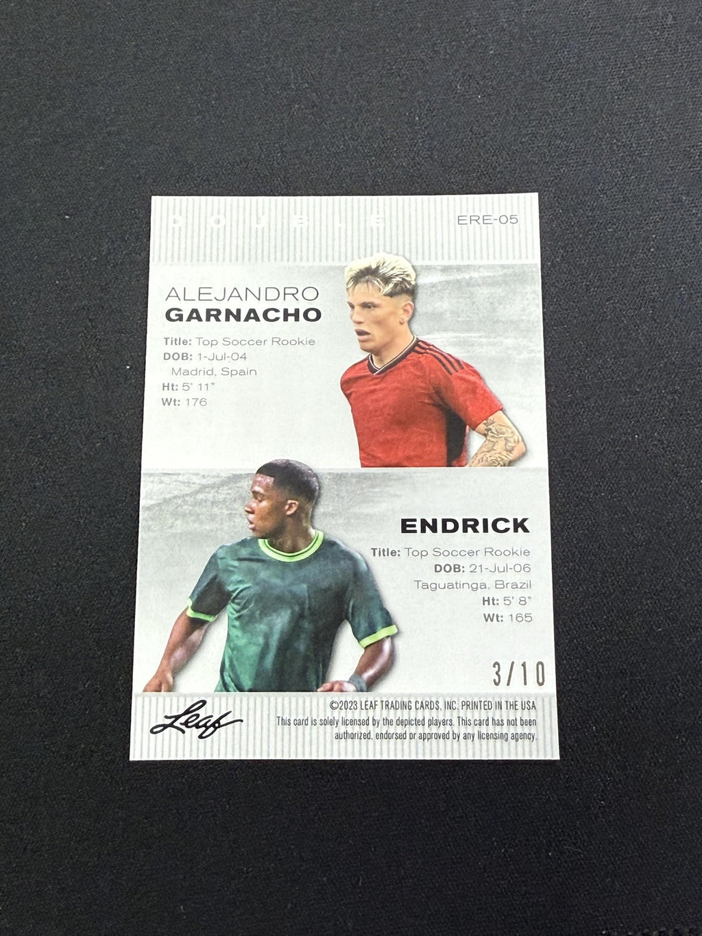 Garnacho / Endrick 2023 Leaf Metal Dual Pink /10 RC