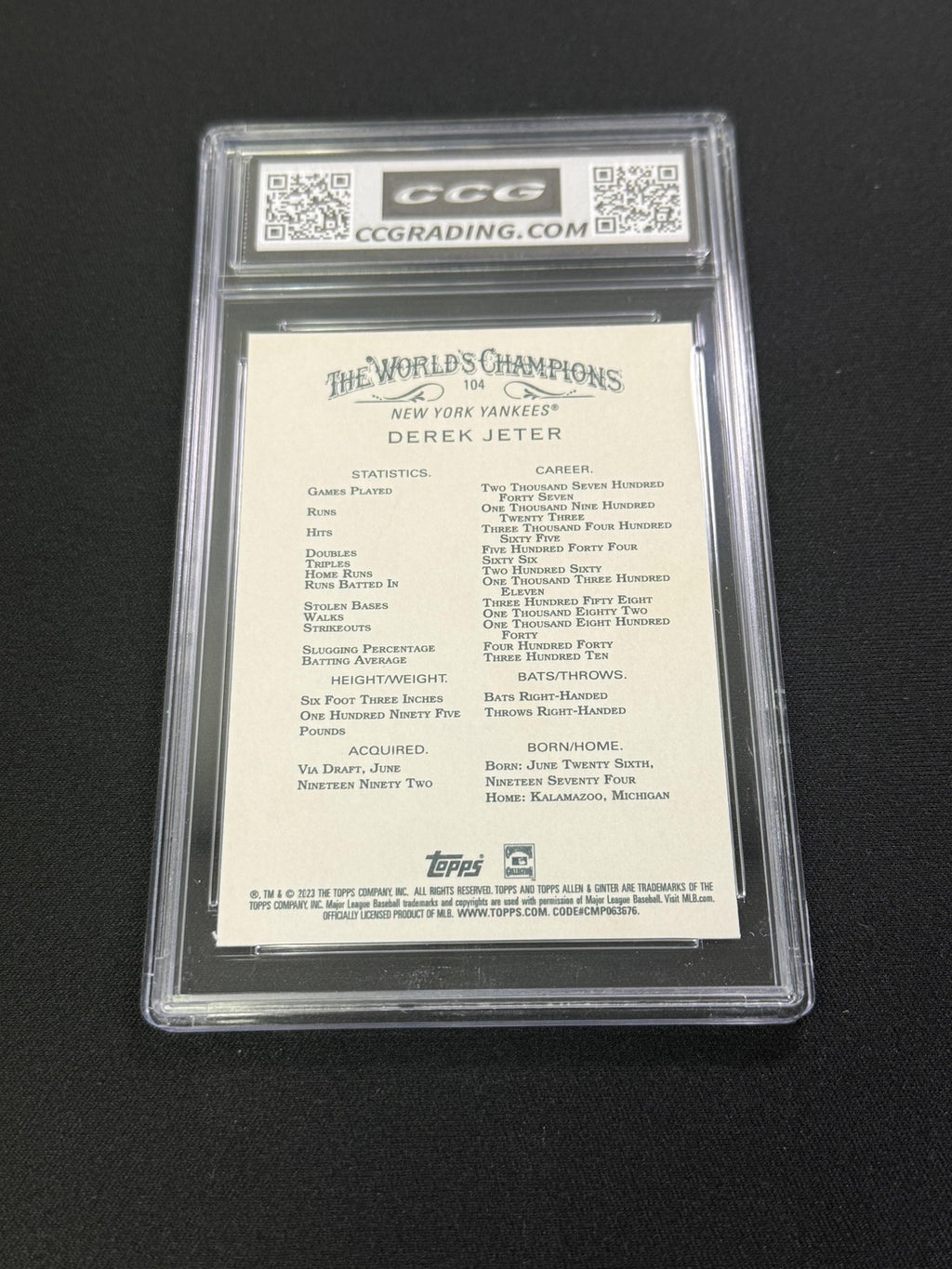 Derek Jeter 2023 Topps Allen & Ginter CCG 10 Rookie