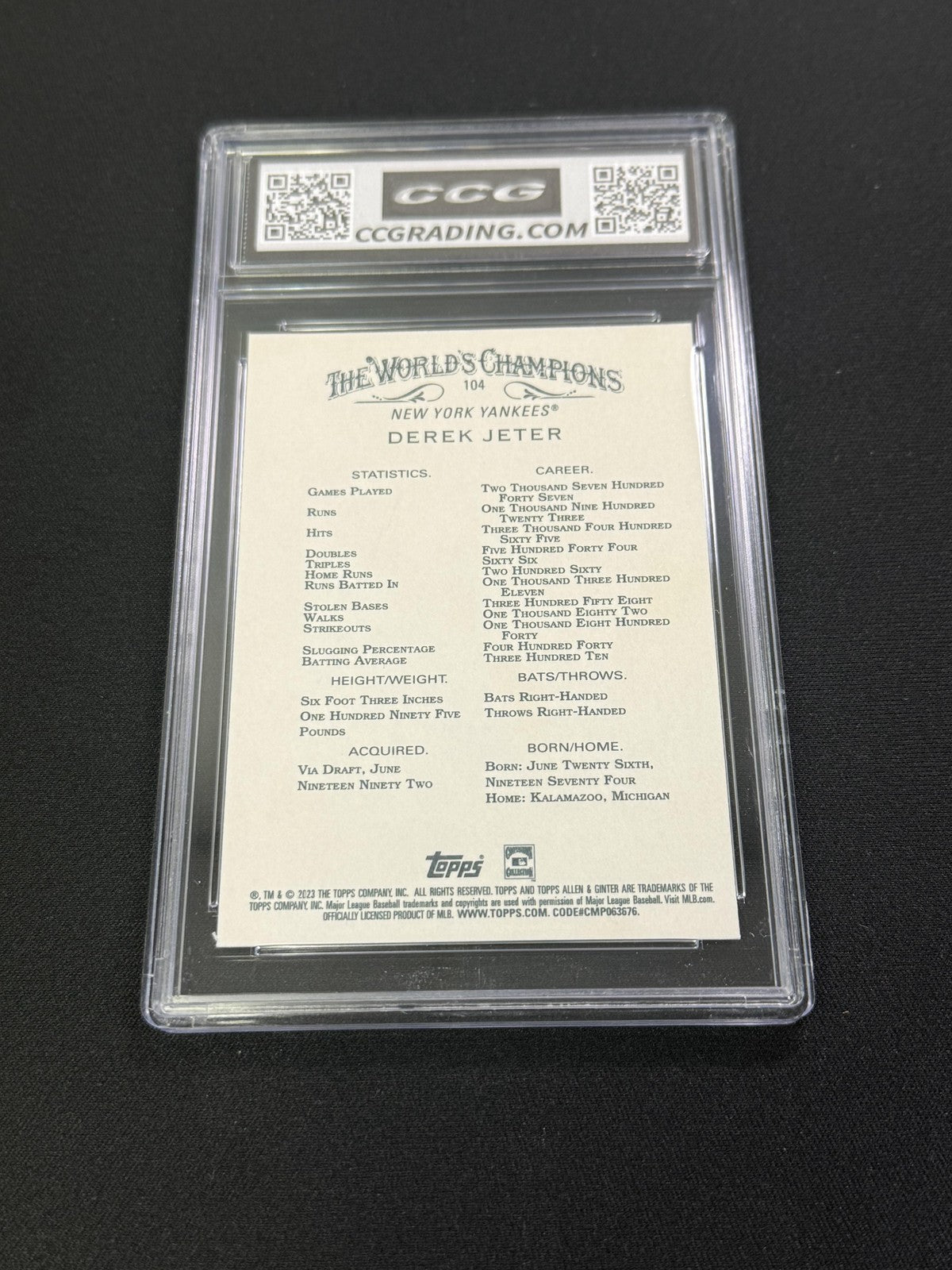Derek Jeter 2023 Topps Allen & Ginter CCG 10 Rookie