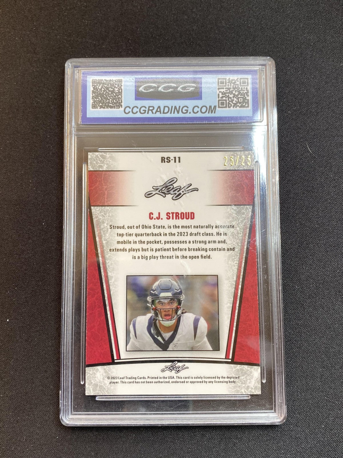 CJ Stroud 2023 Leaf Metal Rookie Laser Silver /25 CCG 10