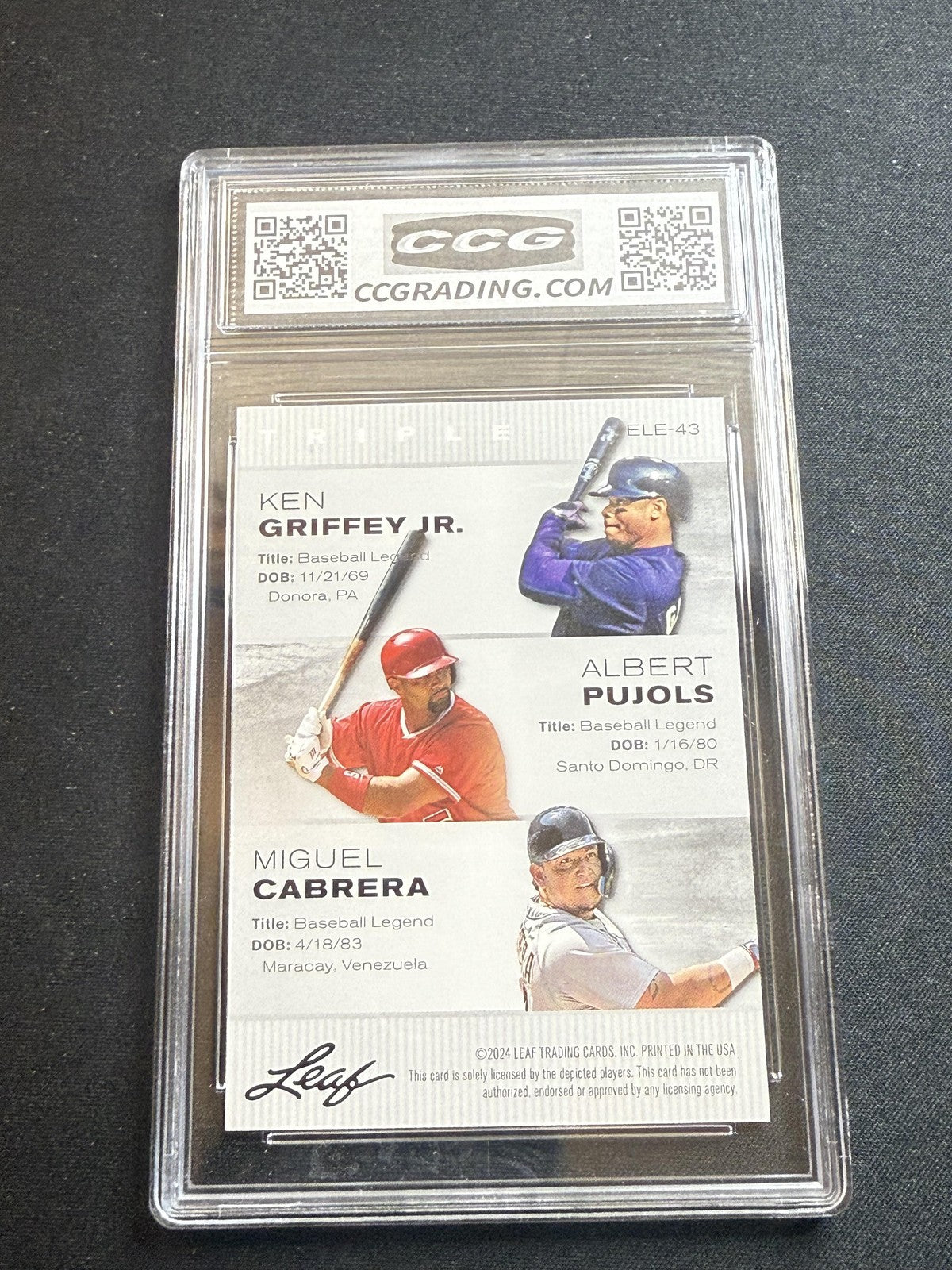 Griffey Jr / Pujols / Cabrera 2024 Leaf Dual Legend CCG 10