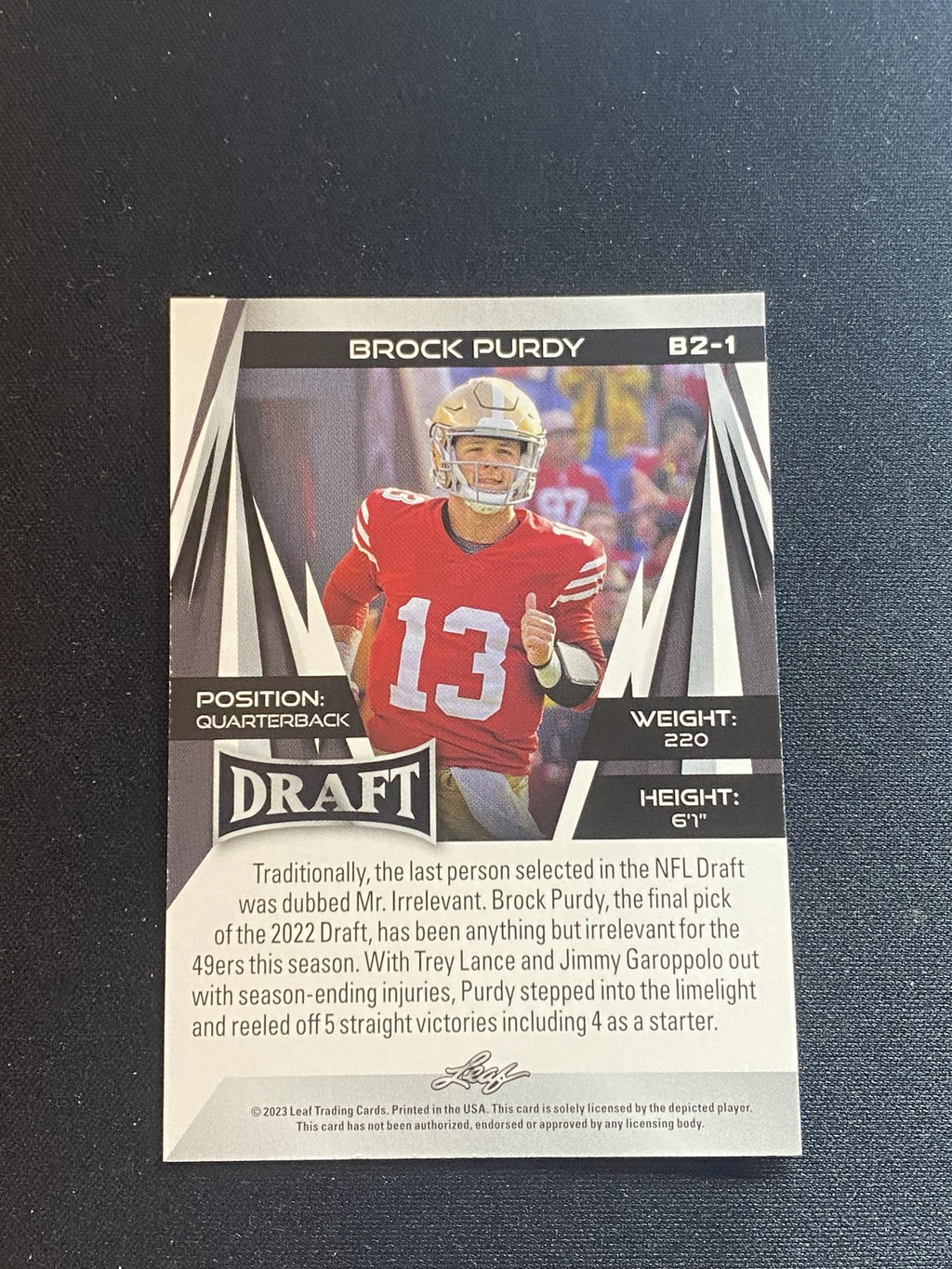 Brock Purdy 2023 Leaf 2023 Leaf Draft B2-1 V2 RC 10 Count Lot