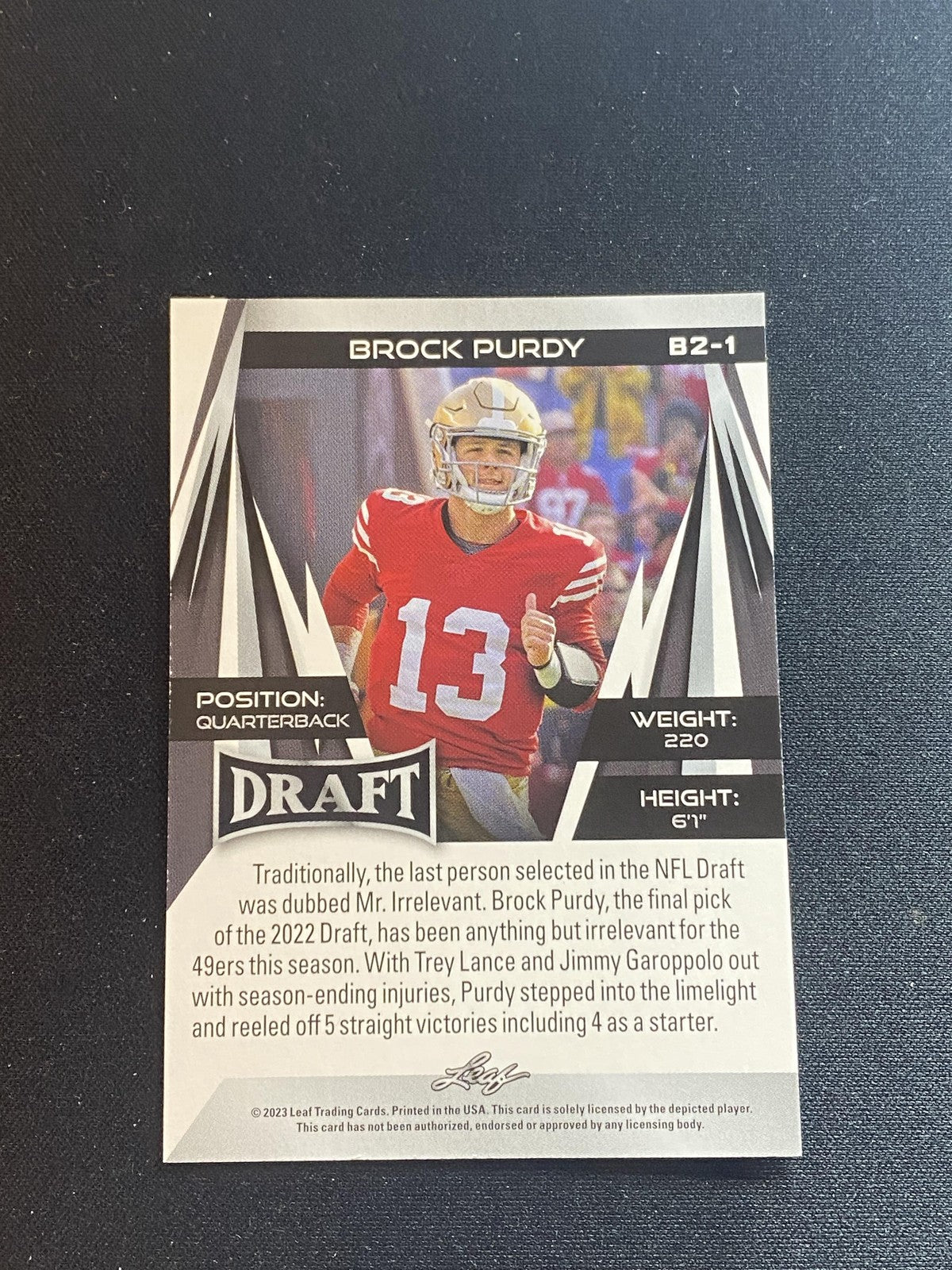 Brock Purdy 2023 Leaf 2023 Leaf Draft B2-1 V2 RC 10 Count Lot