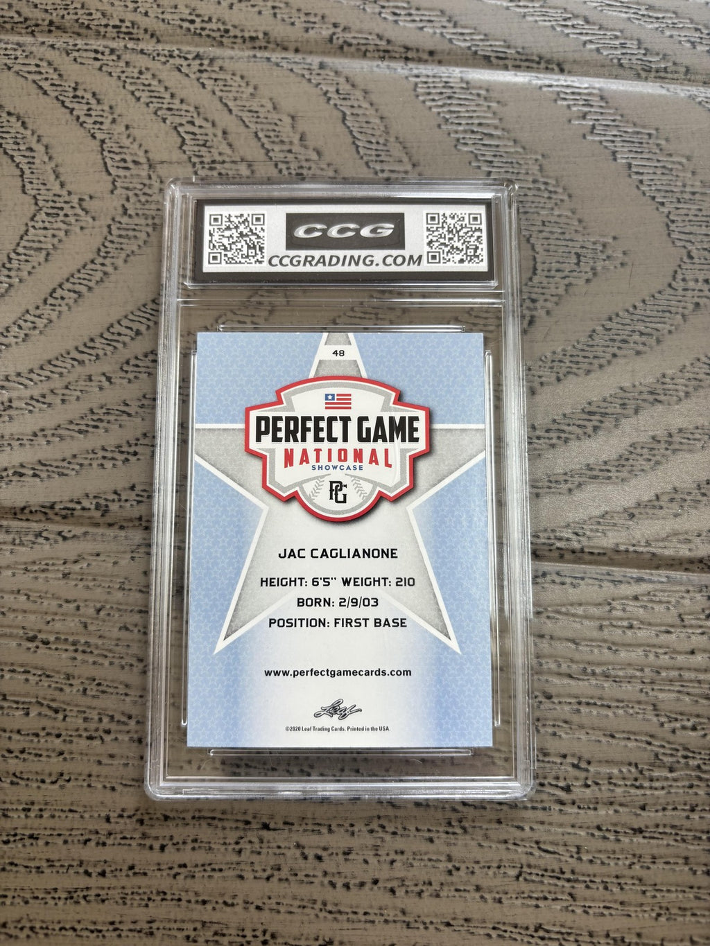 Jac Caglianone 2020 Leaf Perfect Game Blue SP RARE CCG 10 Royals Rookie