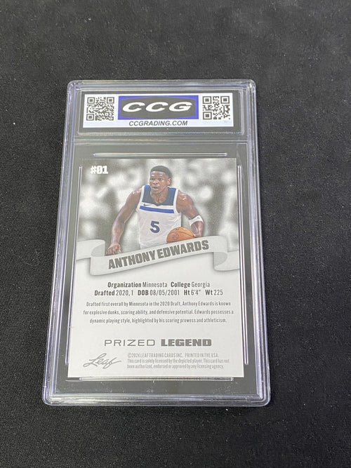 Anthony Edwards 2024 Leaf Prized Rookie CCG 10 Timberwolves Rookie