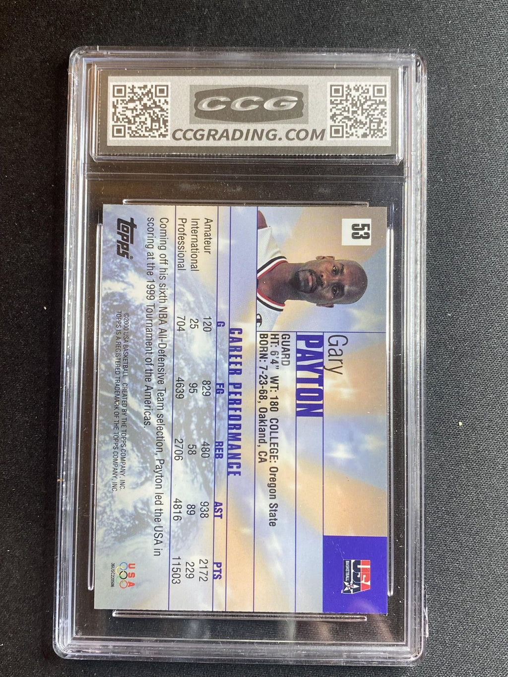 Gary Payton 2000 Topps Team USA 54 CCG 10 RC
