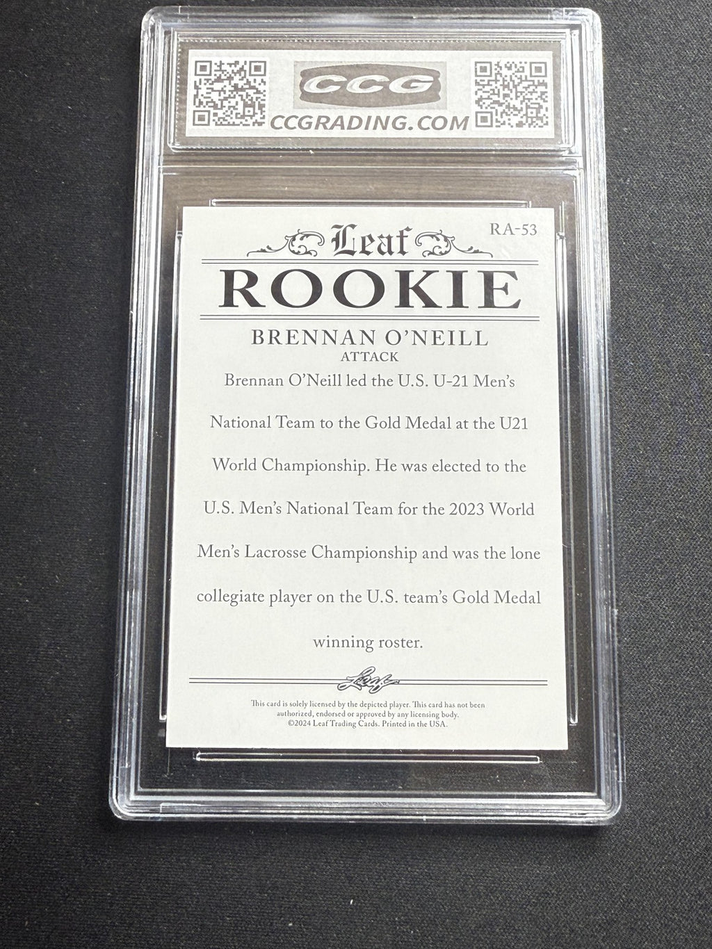 Brennan O'Neill 2024 Leaf Rookie Achievement CCG 10 Rookie