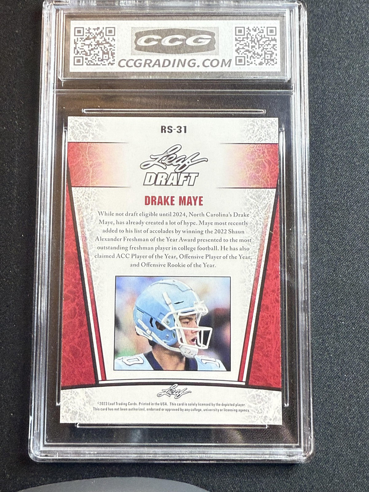 Drake Maye 2023 Leaf Draft Rookie CCG 9.5 RC