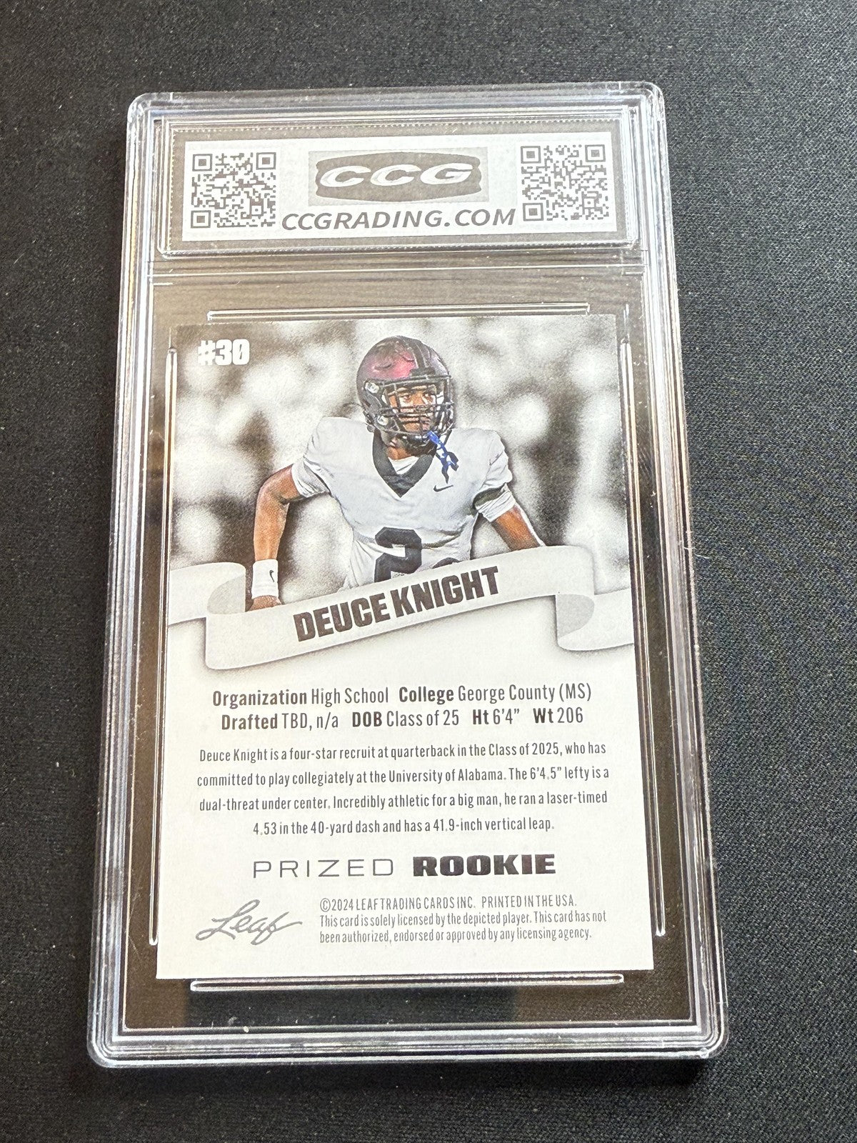 Deuce Knight 2024 Leaf Prized Rookie CCG 10 Rookie