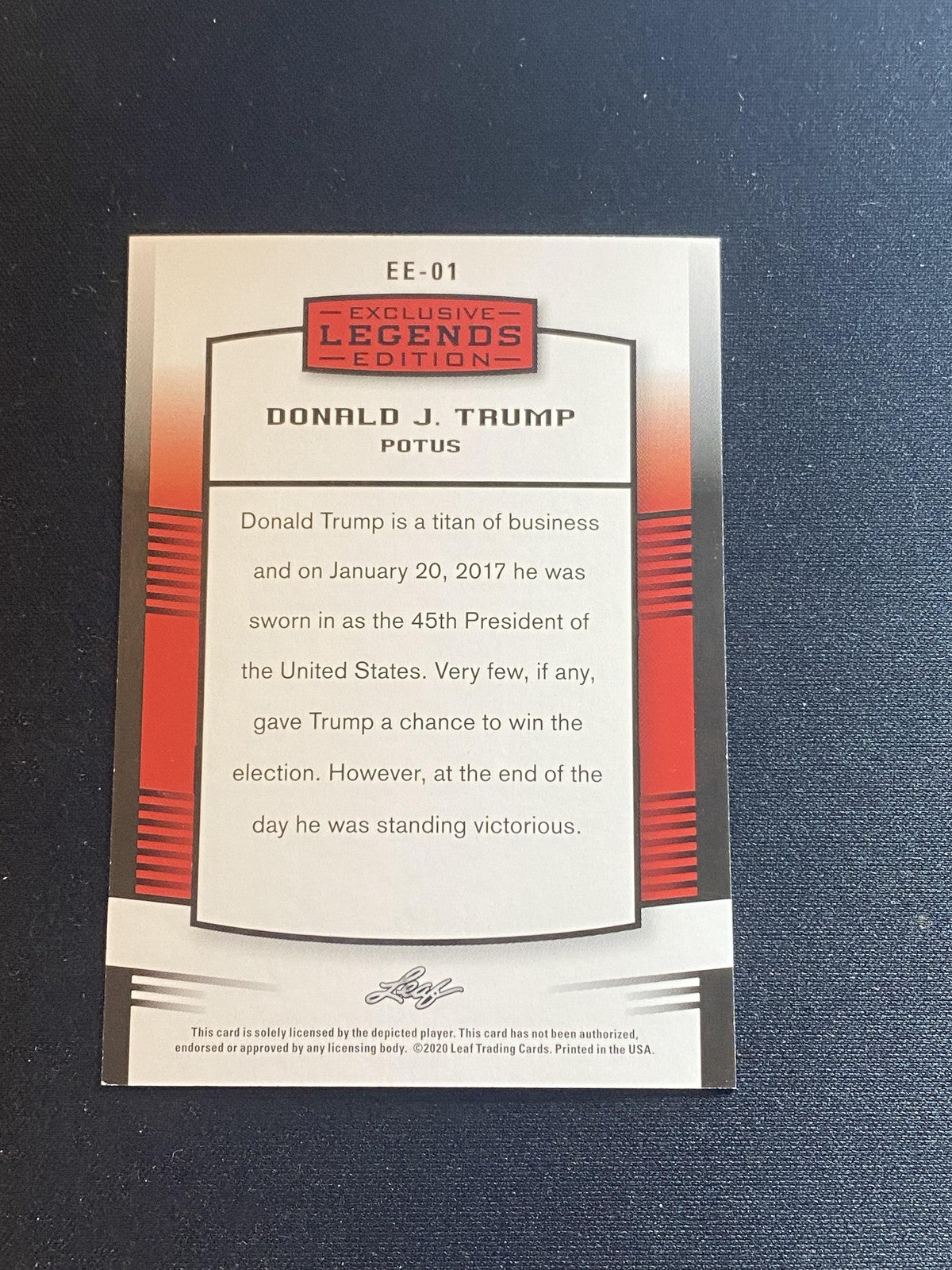 Donald Trump 2020 Leaf Exclusive Legends Edition EE01 RC 10 Count Lot