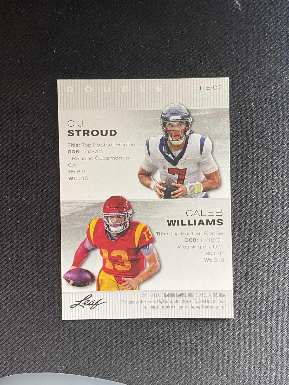 CJ Stroud / Caleb Williams 2024 Leaf Exclusive Edition ELE02 Dual RC  10 Count