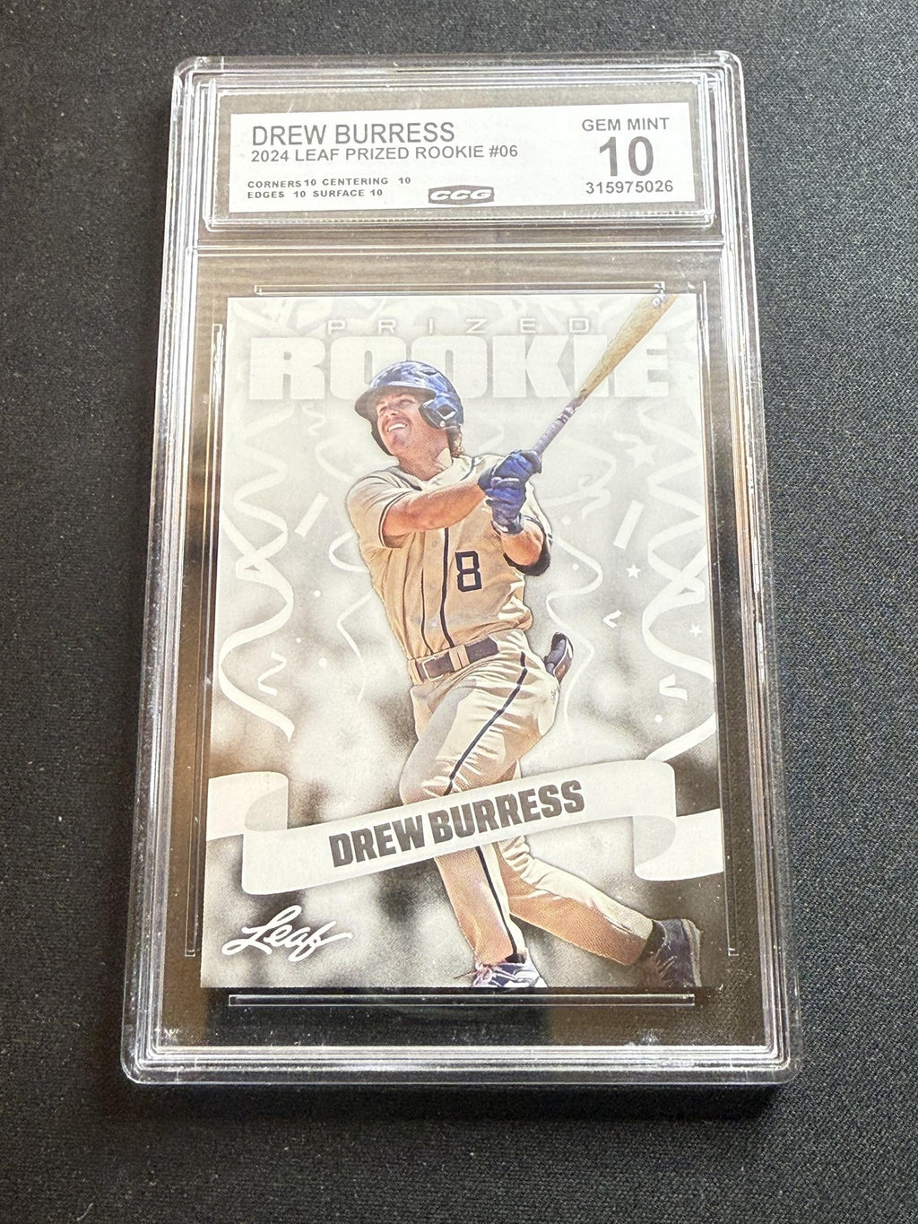 Drew Burress 2024 Leaf Prized Rookie CCG 10 Rookie