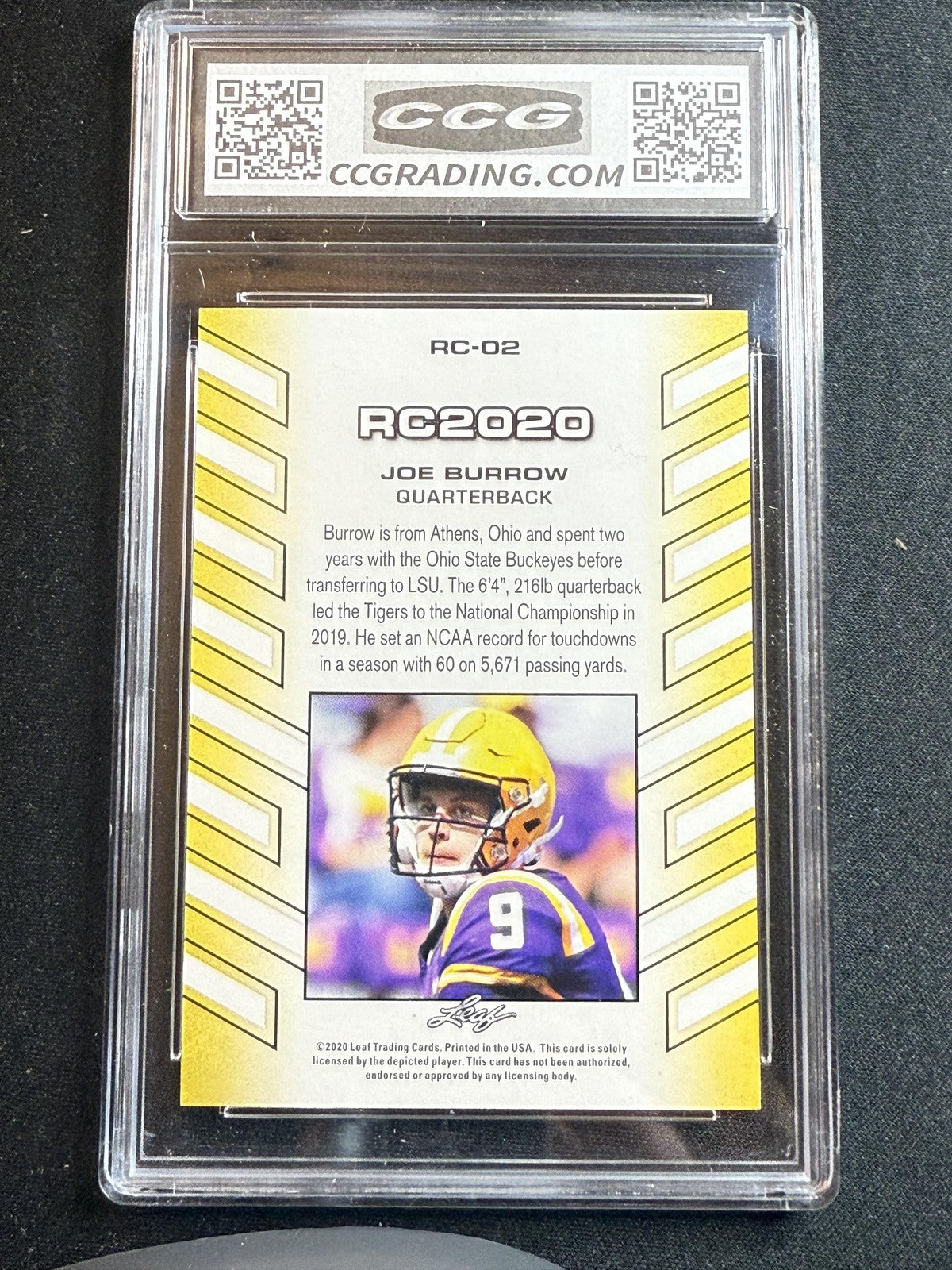 Joe Burrow 2020 Leaf RC2020 CCG 10 RC