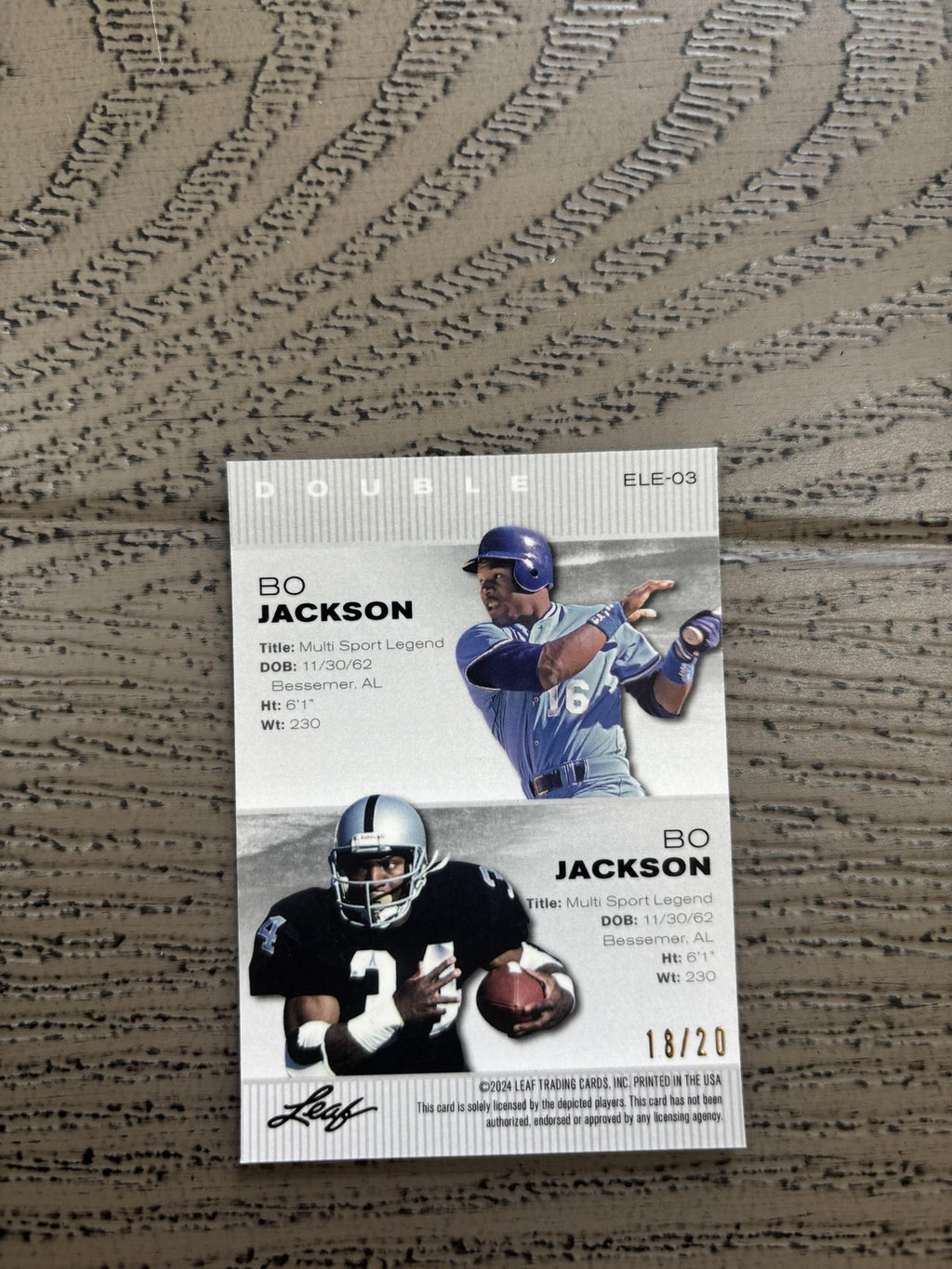 Bo Jackson 2024 Leaf Metal Dual Blue /20 RC