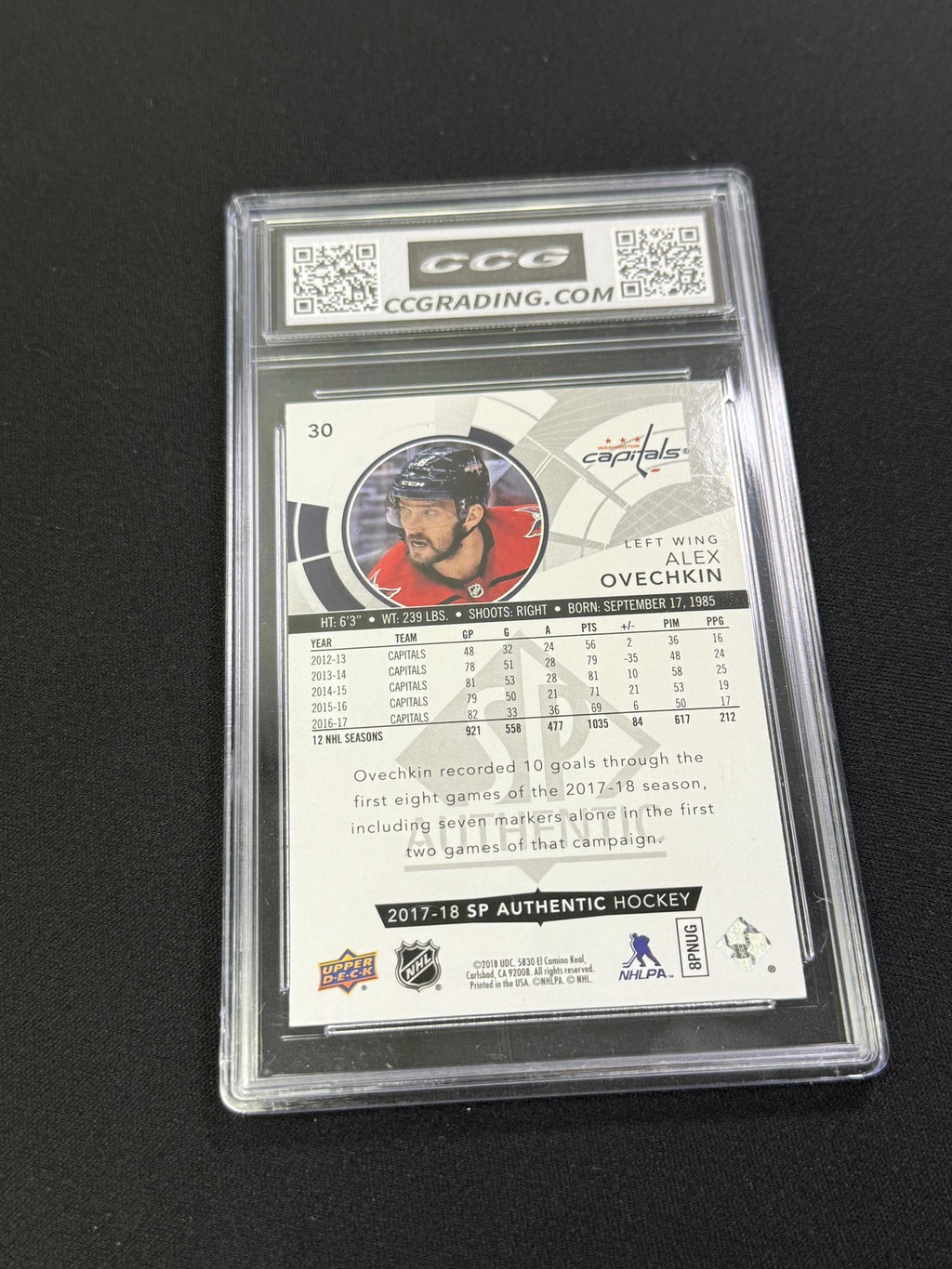 Alex Ovechkin 2017 Upper Deck SP Authentic CCG 10 Capitals Rookie