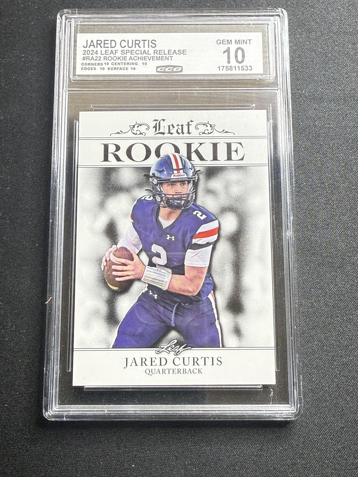 Jared Curtis 2024 Leaf Rookie Achievement CCG 10 Rookie