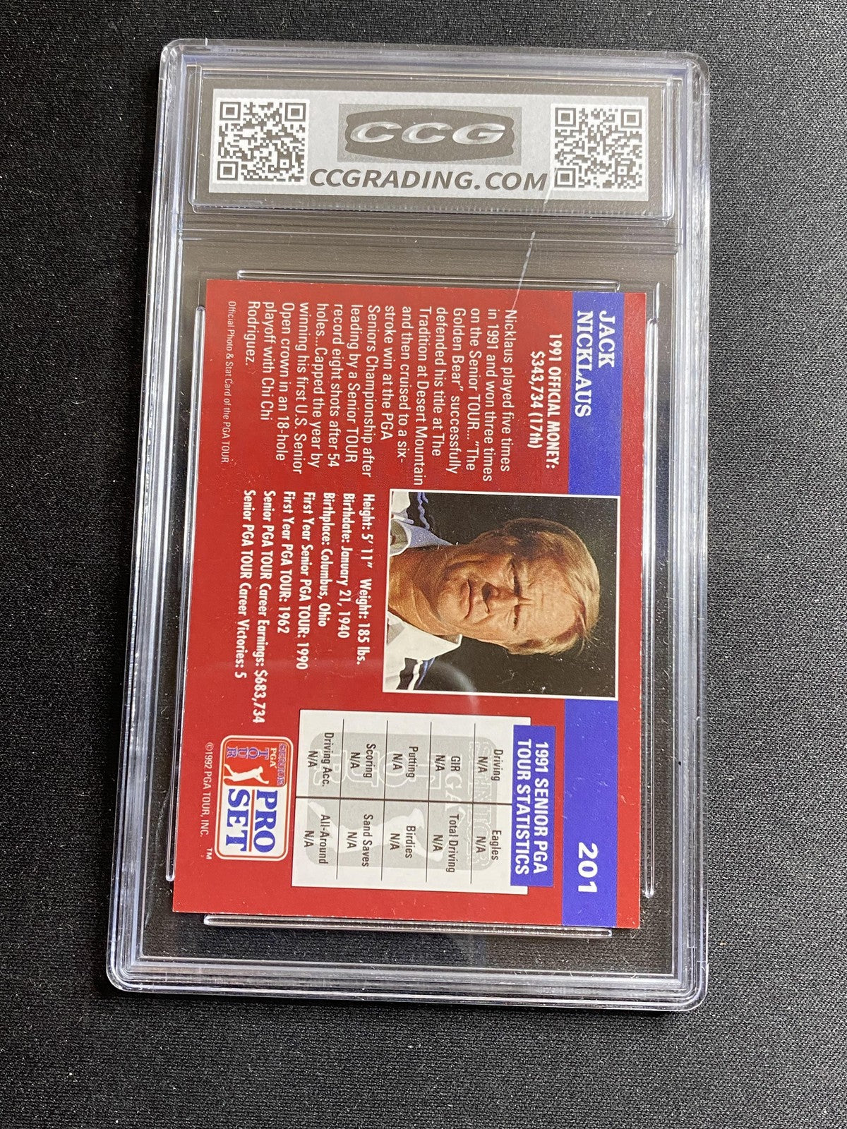 Jack Nicklaus 1992 Leaf Pro Set 201 RC