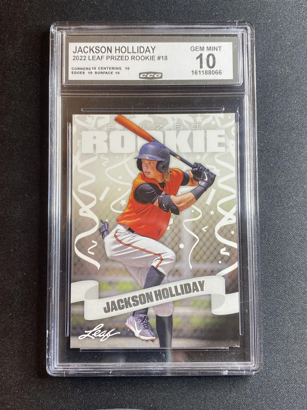 Jackson Holliday 2022 Leaf Prized Rookie 18 CCG 10 RC
