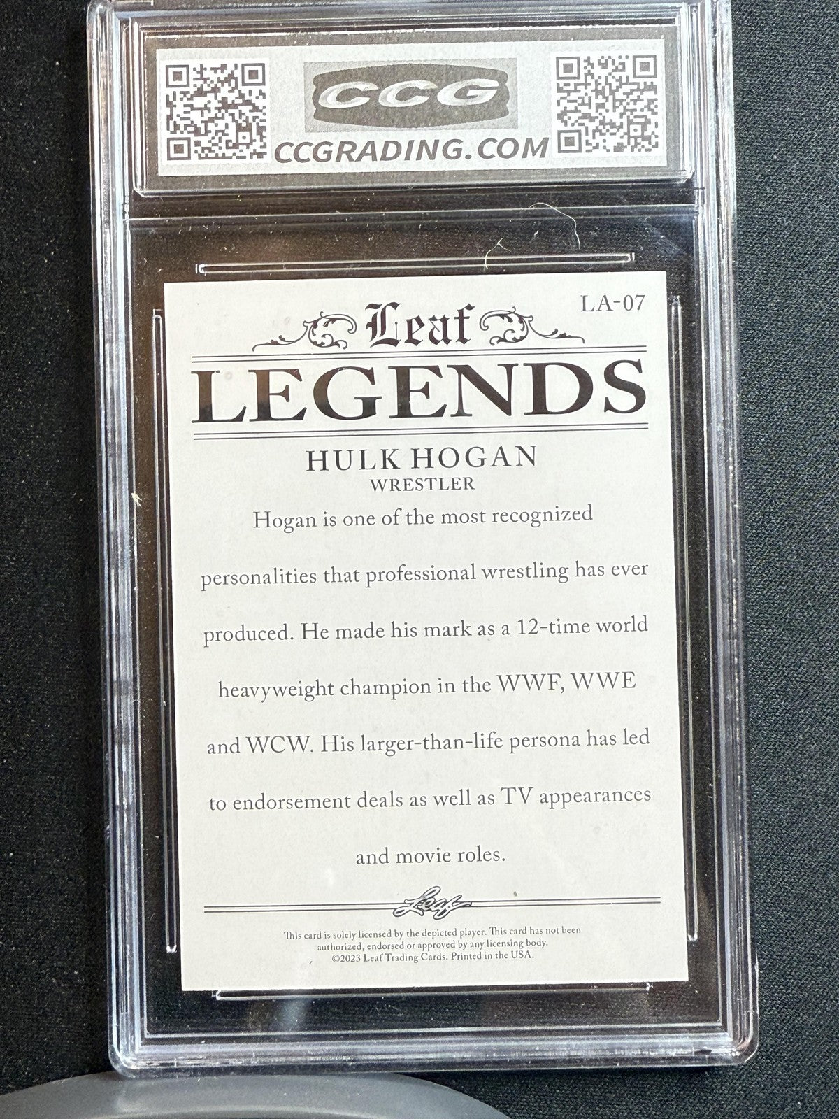 Hulk Hogan 2023 Leaf Legends Achievements CCG 10 RC