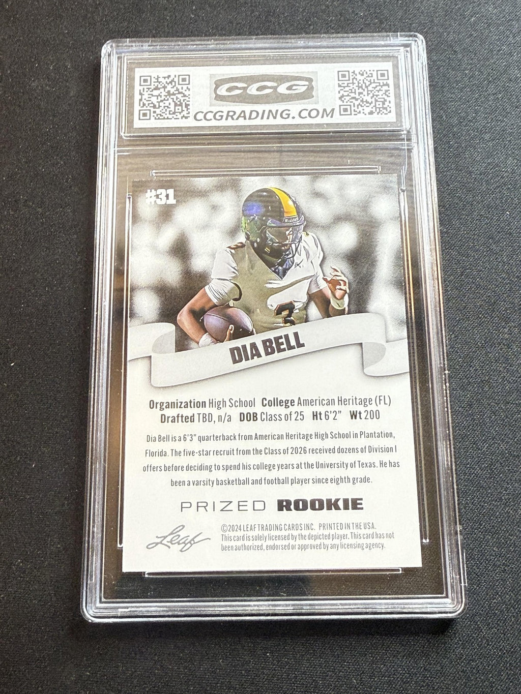Dia Bell 2024 Leaf Prized Rookie CCG 10 Rookie