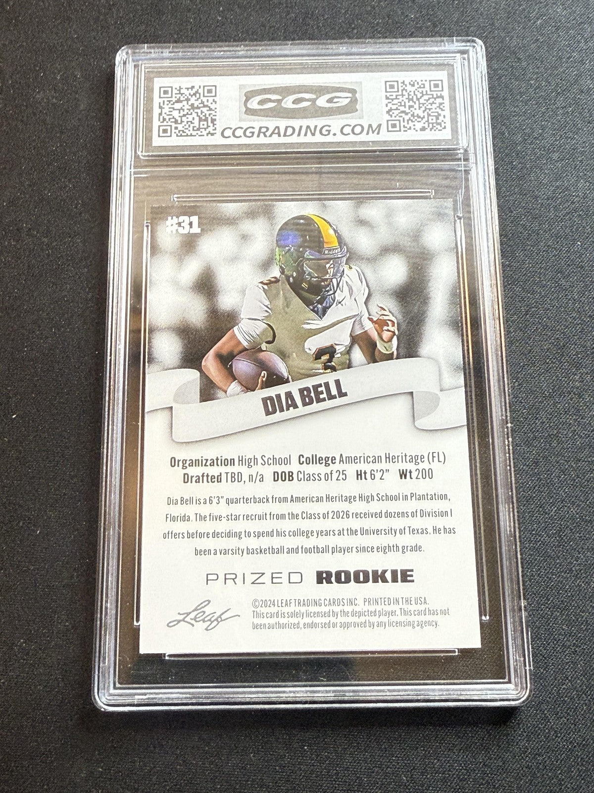 Dia Bell 2024 Leaf Prized Rookie CCG 10 Rookie