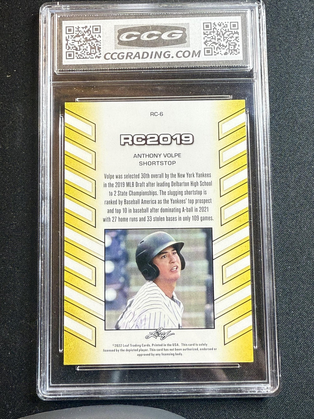 Anthony Volpe 2022 Leaf RC2022 CCG 10 RC