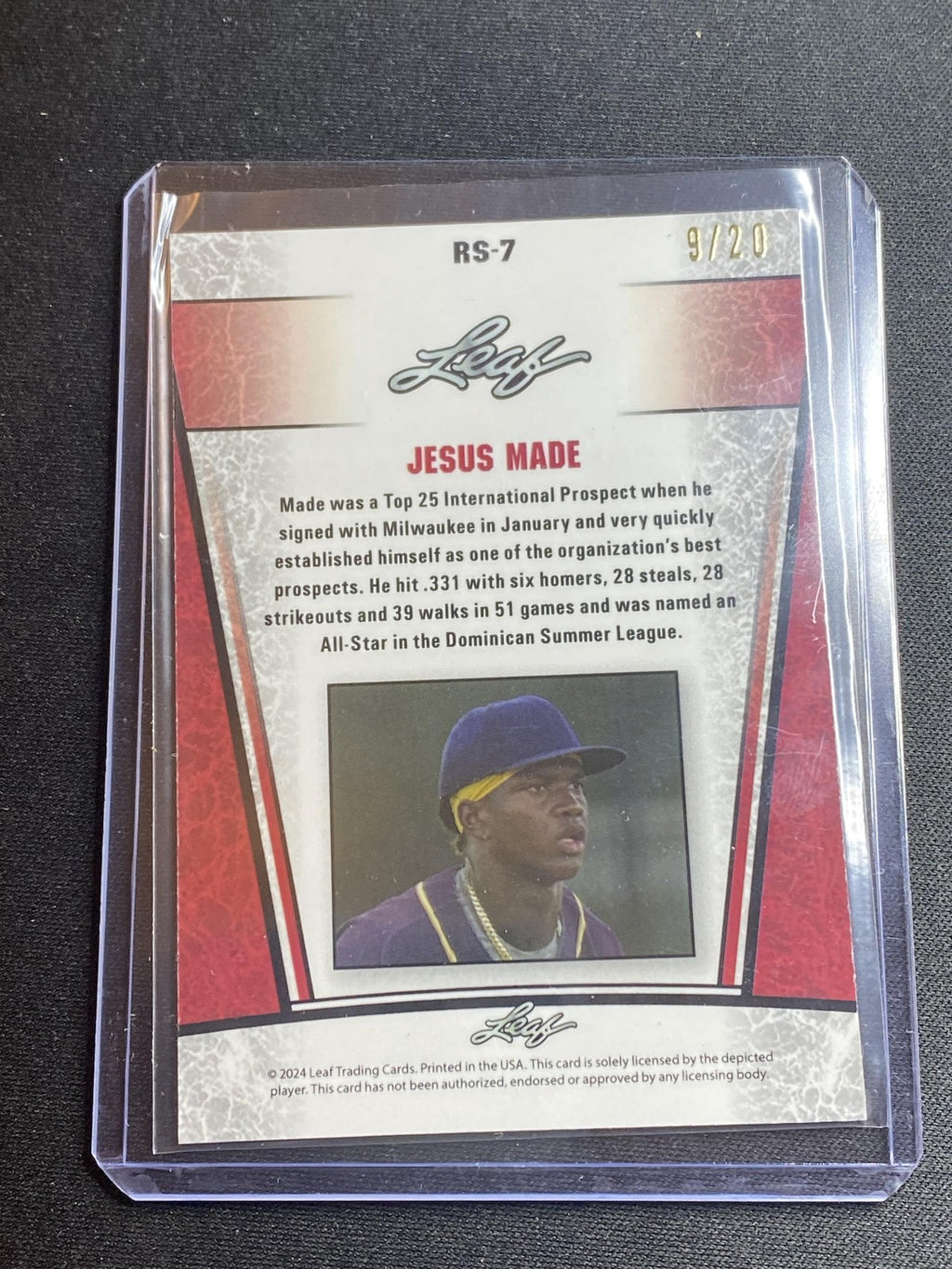 Jesus Made 2024 Leaf Metal Rookie RS7 Blue /20 RC