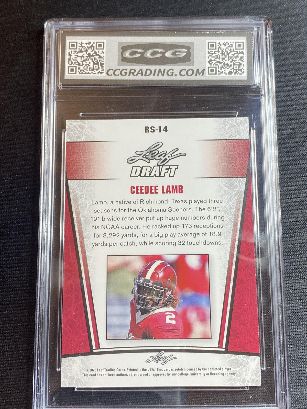 Ceedee Lamb 2020 Leaf Draft RS14 CCG 9.5 RC