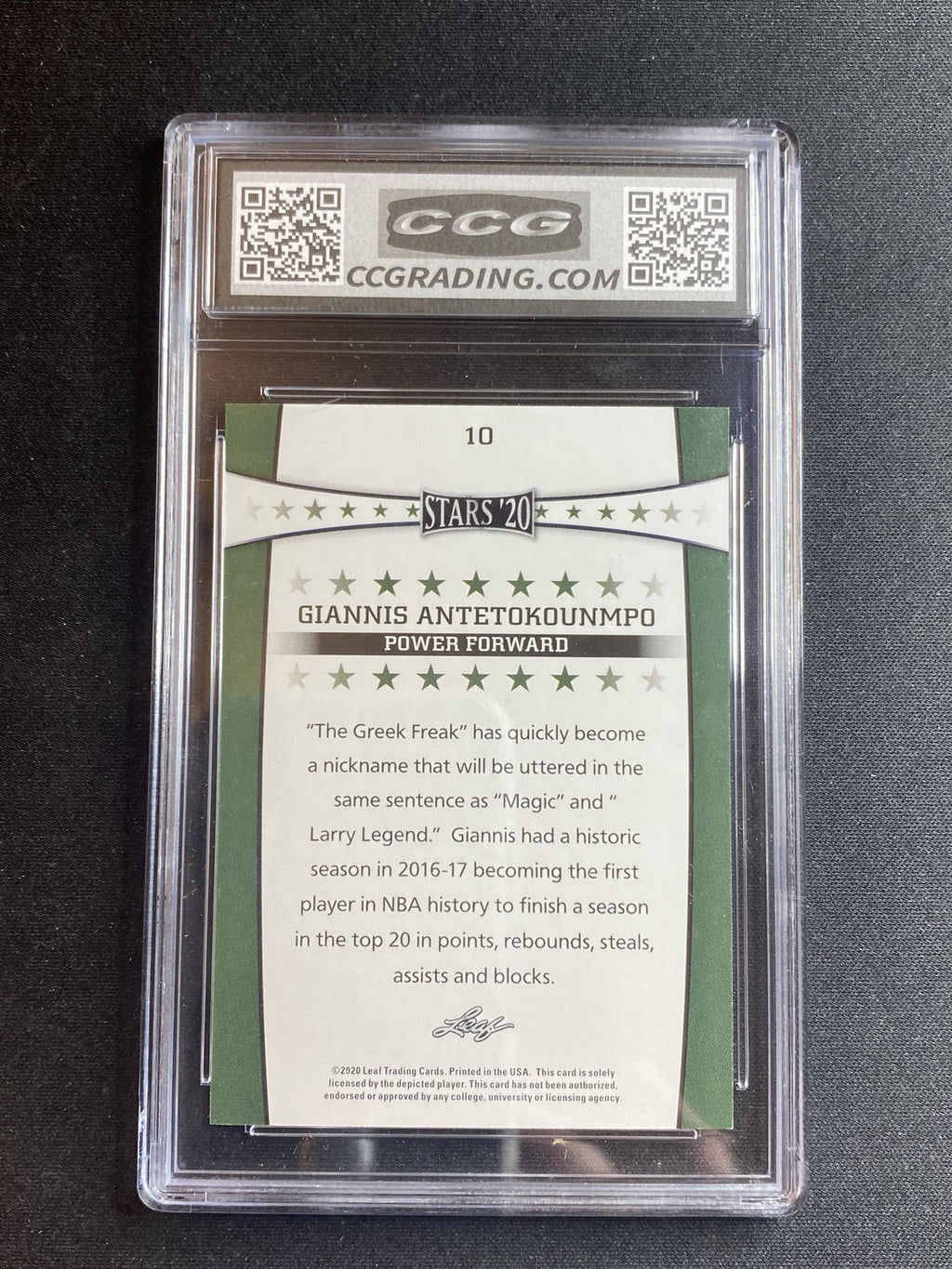 Giannis Antetokounmpo 2020 Leaf Stars 10 CCG 10 RC