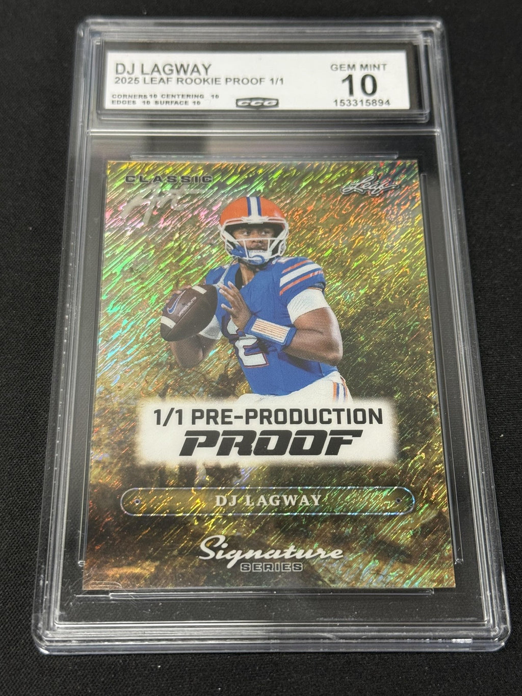 DJ Lagway 2025 LEAF ROOKIE PROOFS 1/1 CCG 10 Florida Gators Rookie