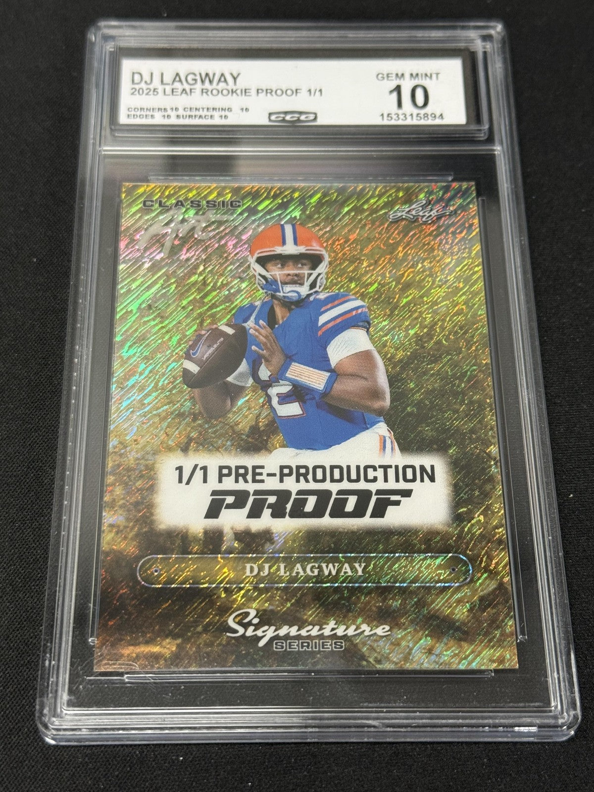 DJ Lagway 2025 LEAF ROOKIE PROOFS 1/1 CCG 10 Florida Gators Rookie